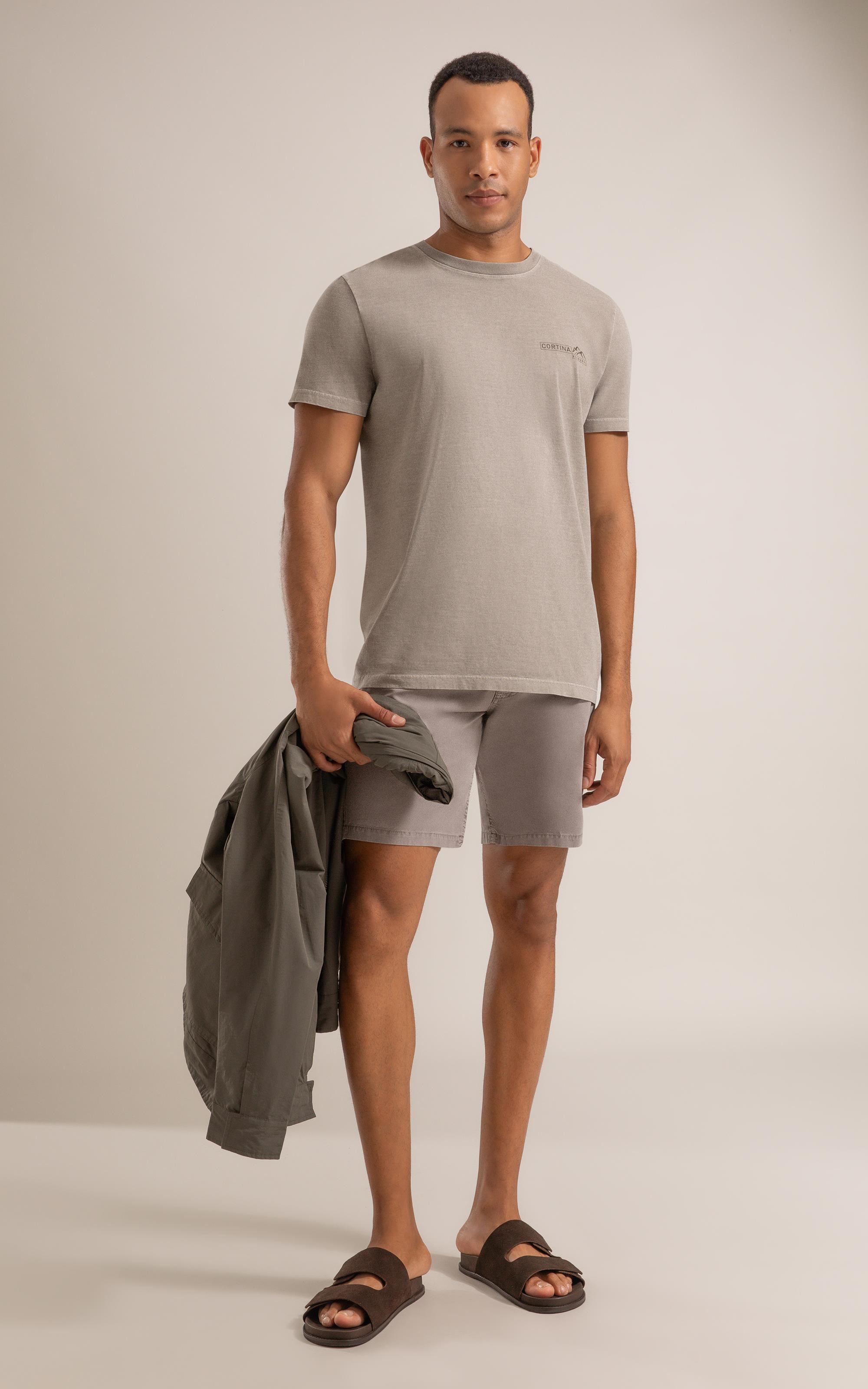 T-Shirt Mm Washed Cortina Peito Castor