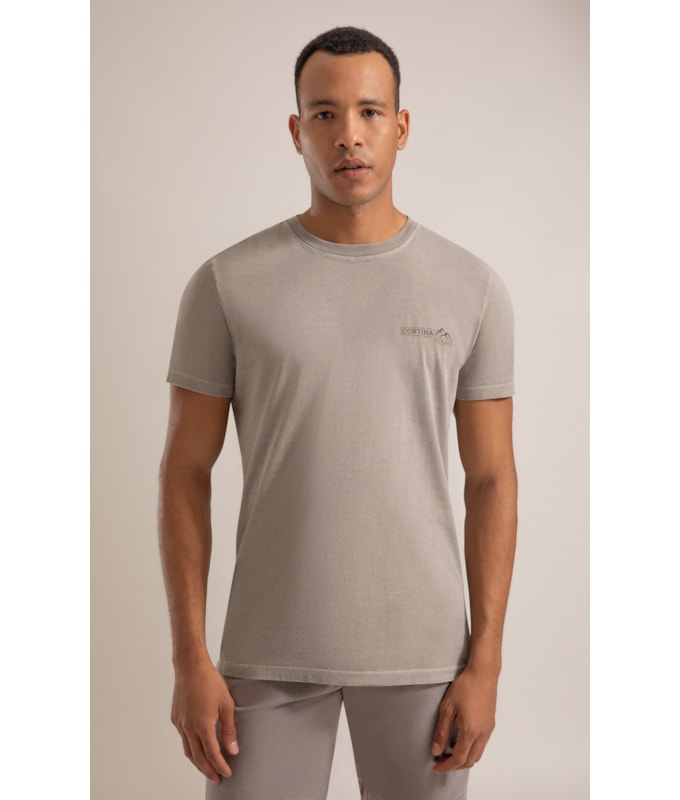 T-Shirt Mm Washed Cortina Peito Castor