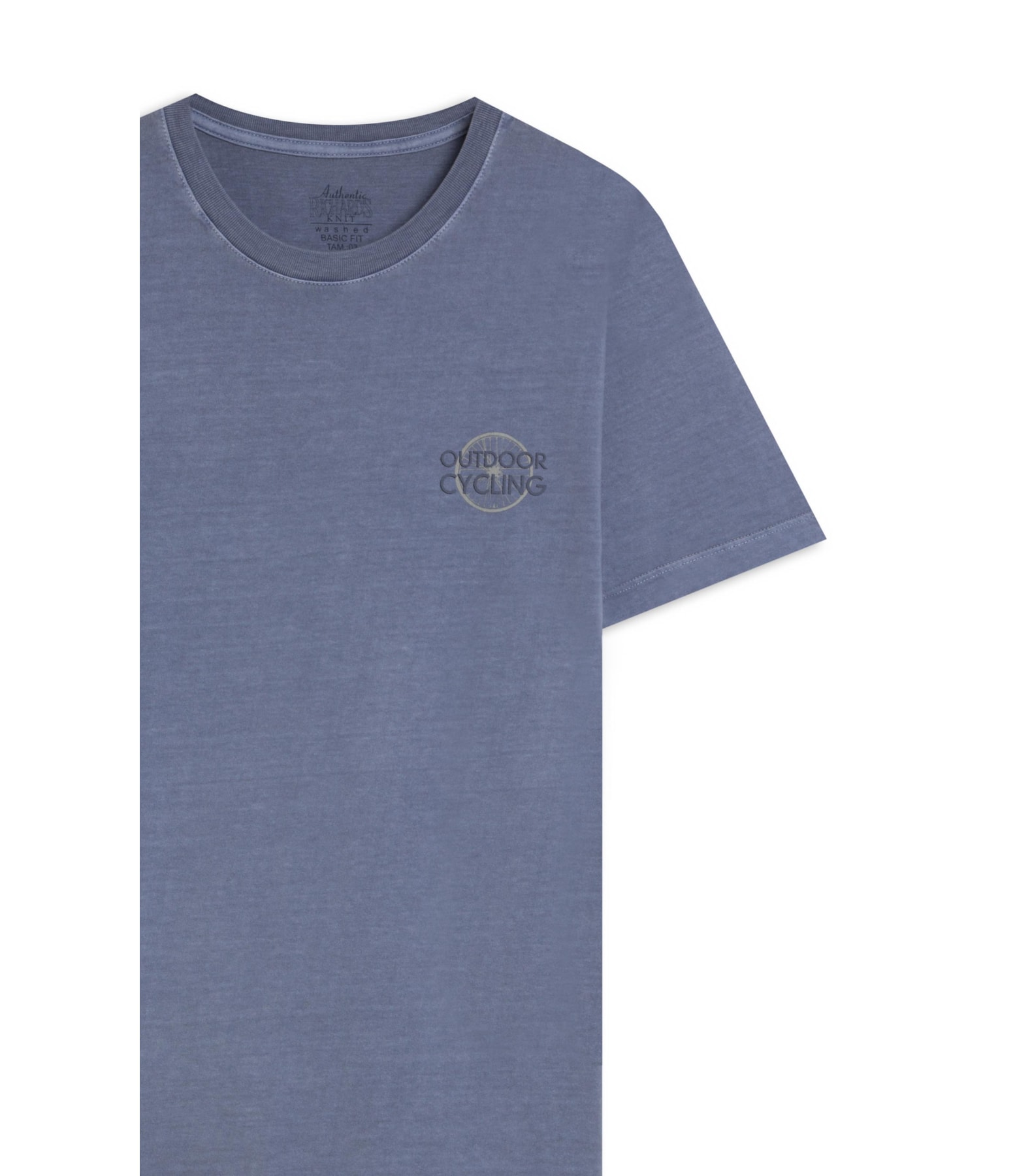 T-Shirt Mm Washed Cycling Peito Azul Pervante