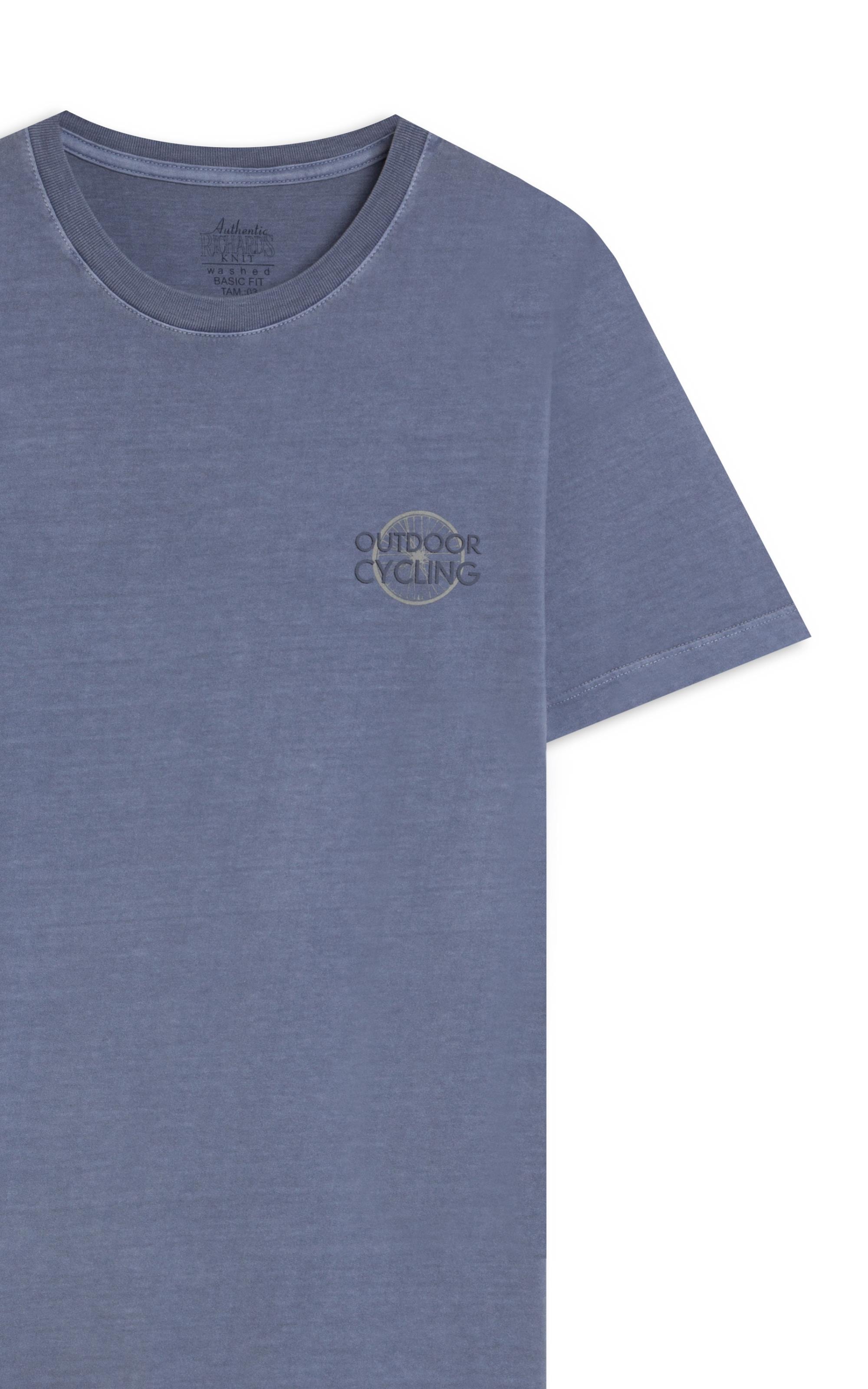 T-Shirt Mm Washed Cycling Peito Azul Pervante