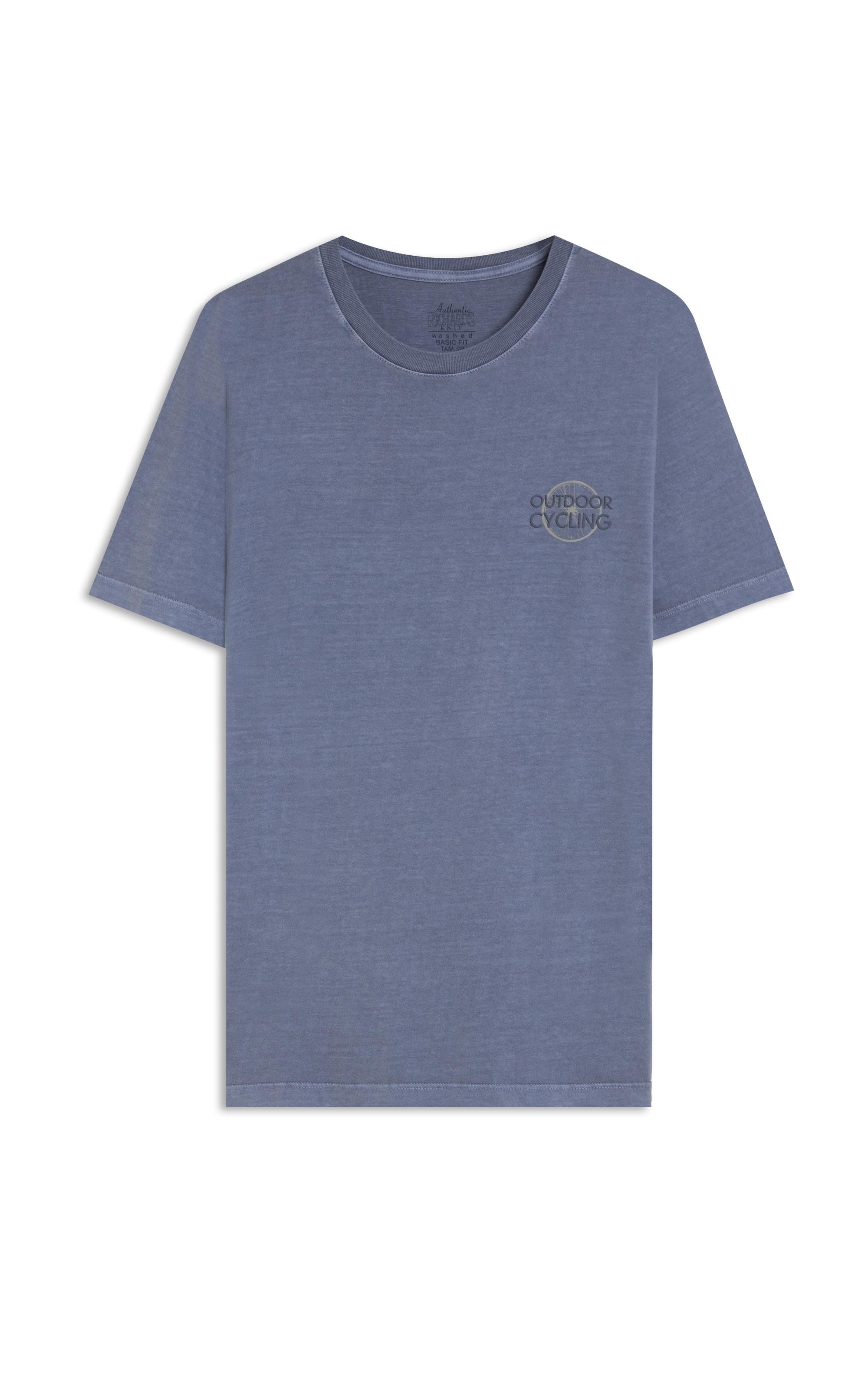 T-Shirt Mm Washed Cycling Peito Azul Pervante