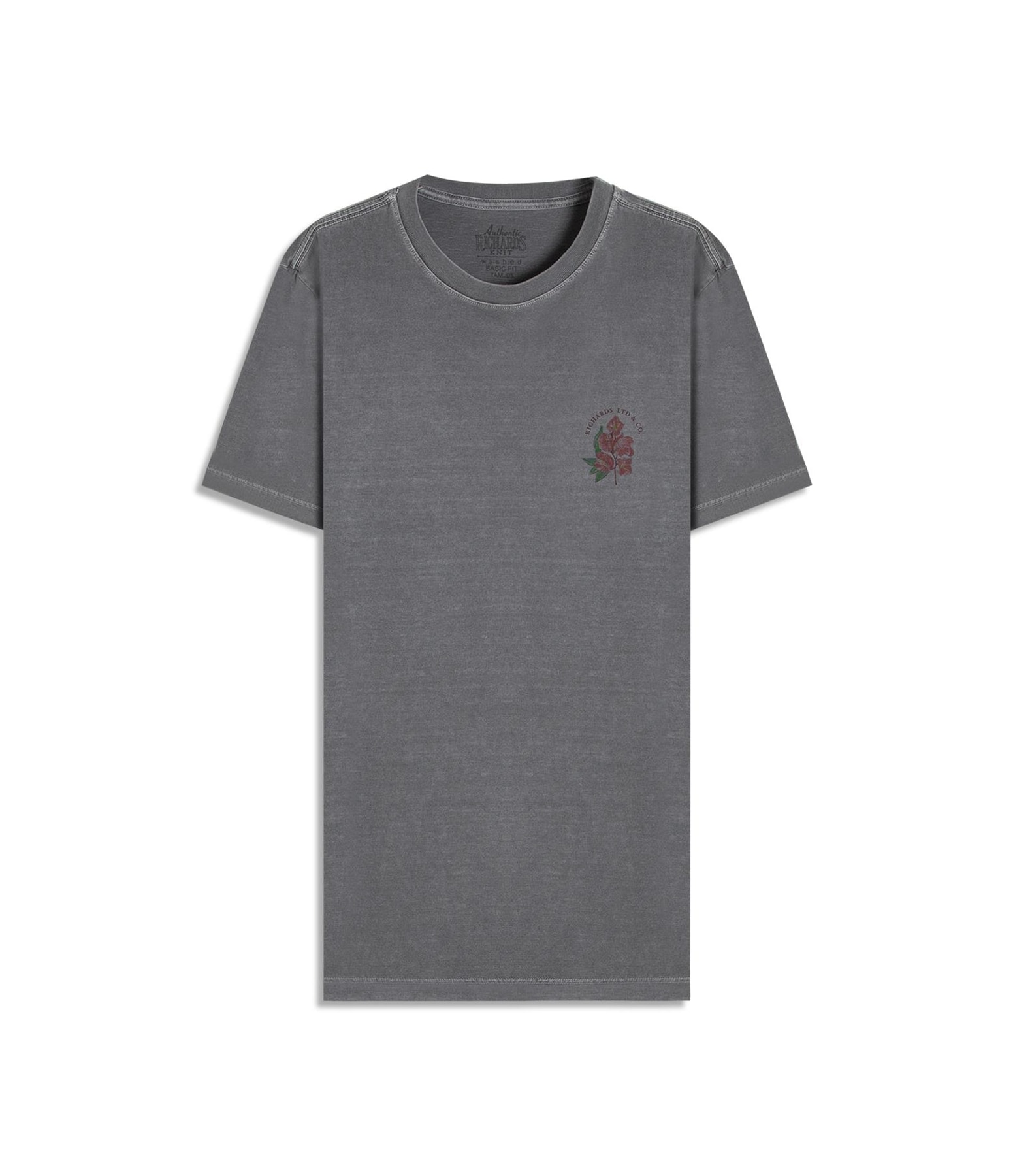 T-Shirt Mm Washed Fiore Peito Grafite