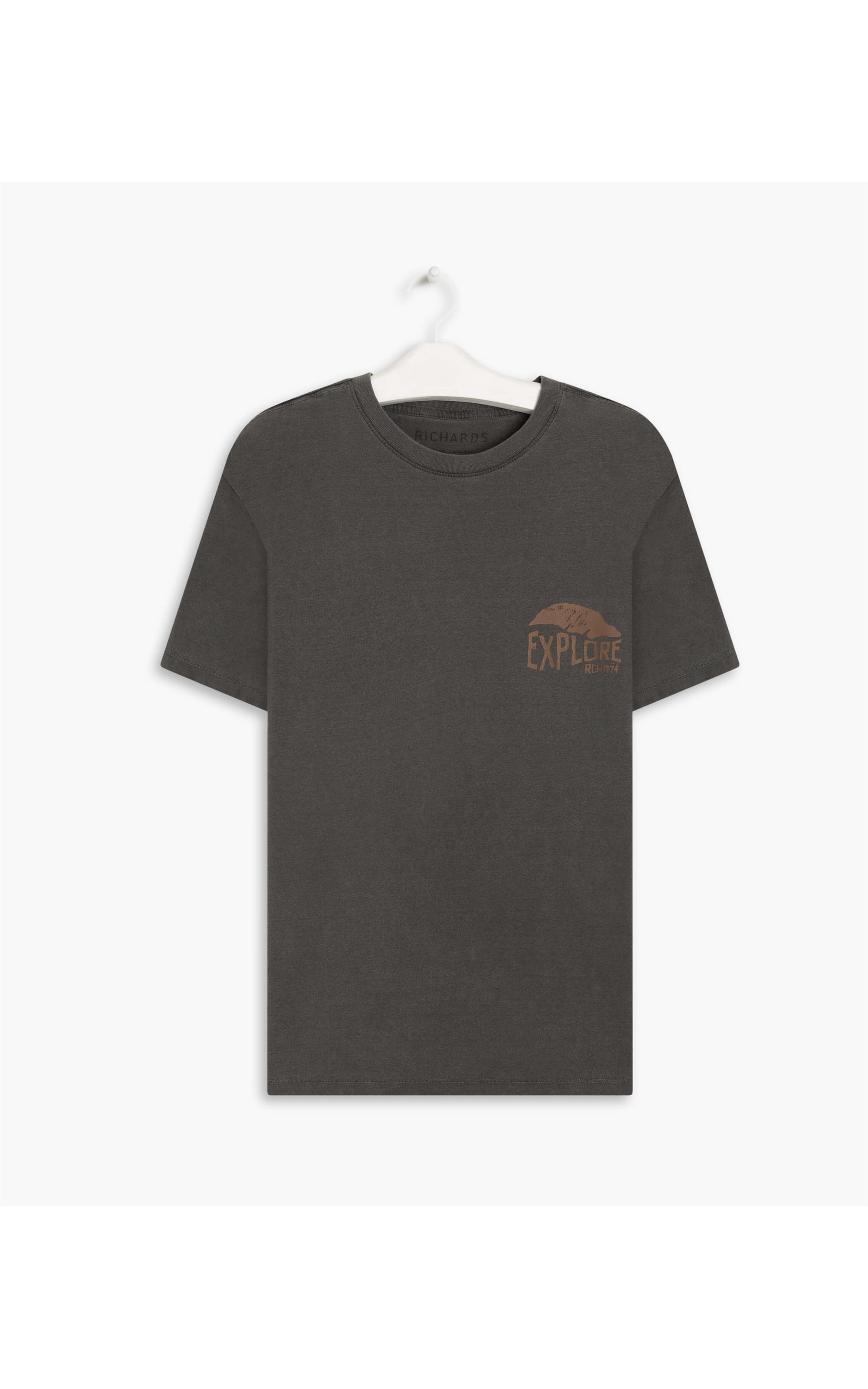 T-Shirt Mm Washed Folhagens Costas Grafite
