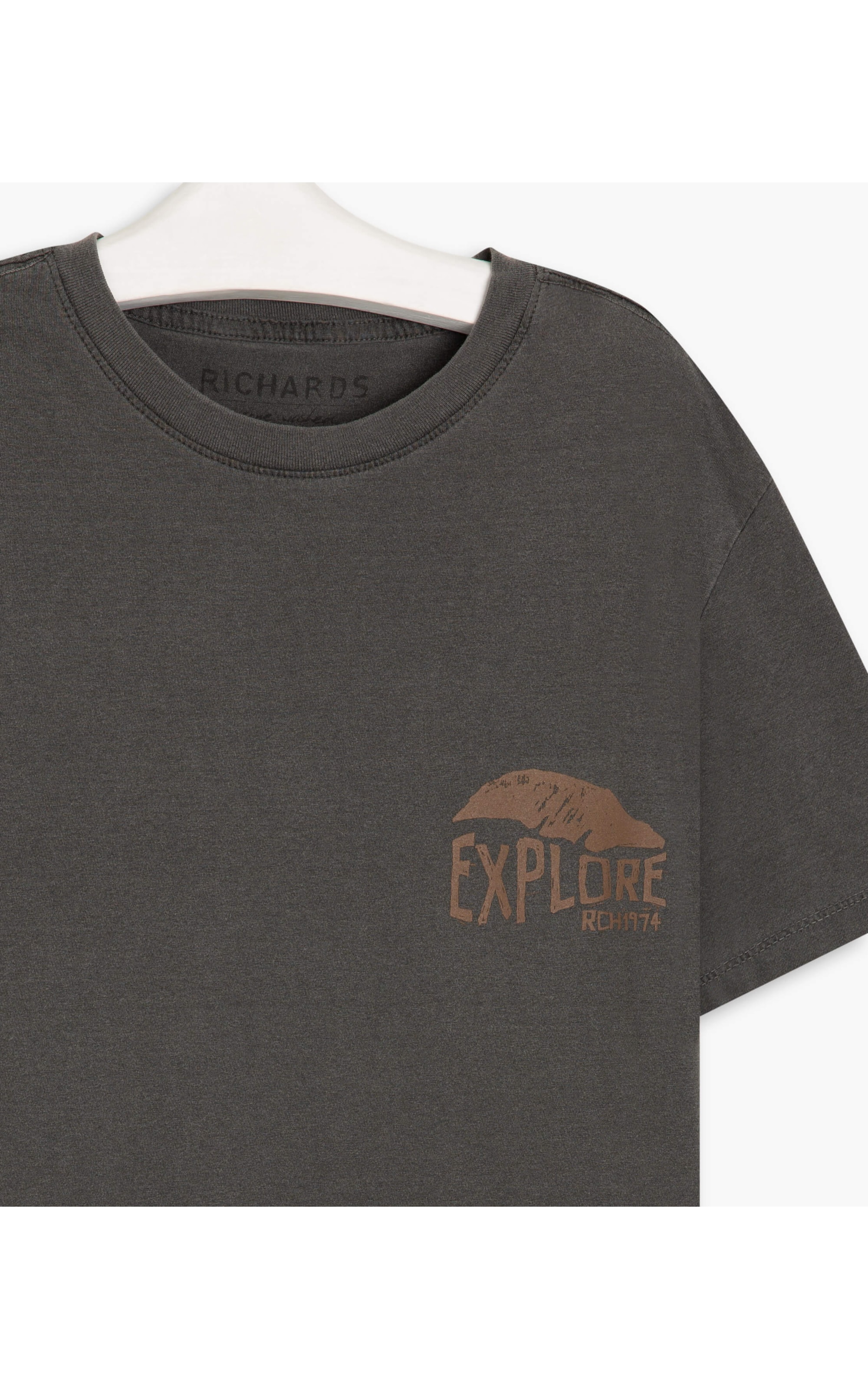 T-Shirt Mm Washed Folhagens Costas Grafite