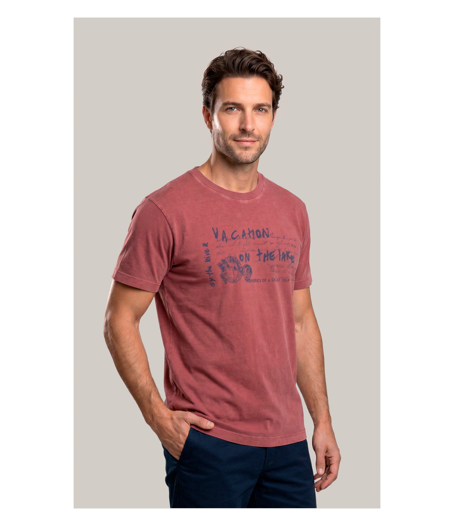 T-Shirt Mm Washed Little Getaway Frente Vinho