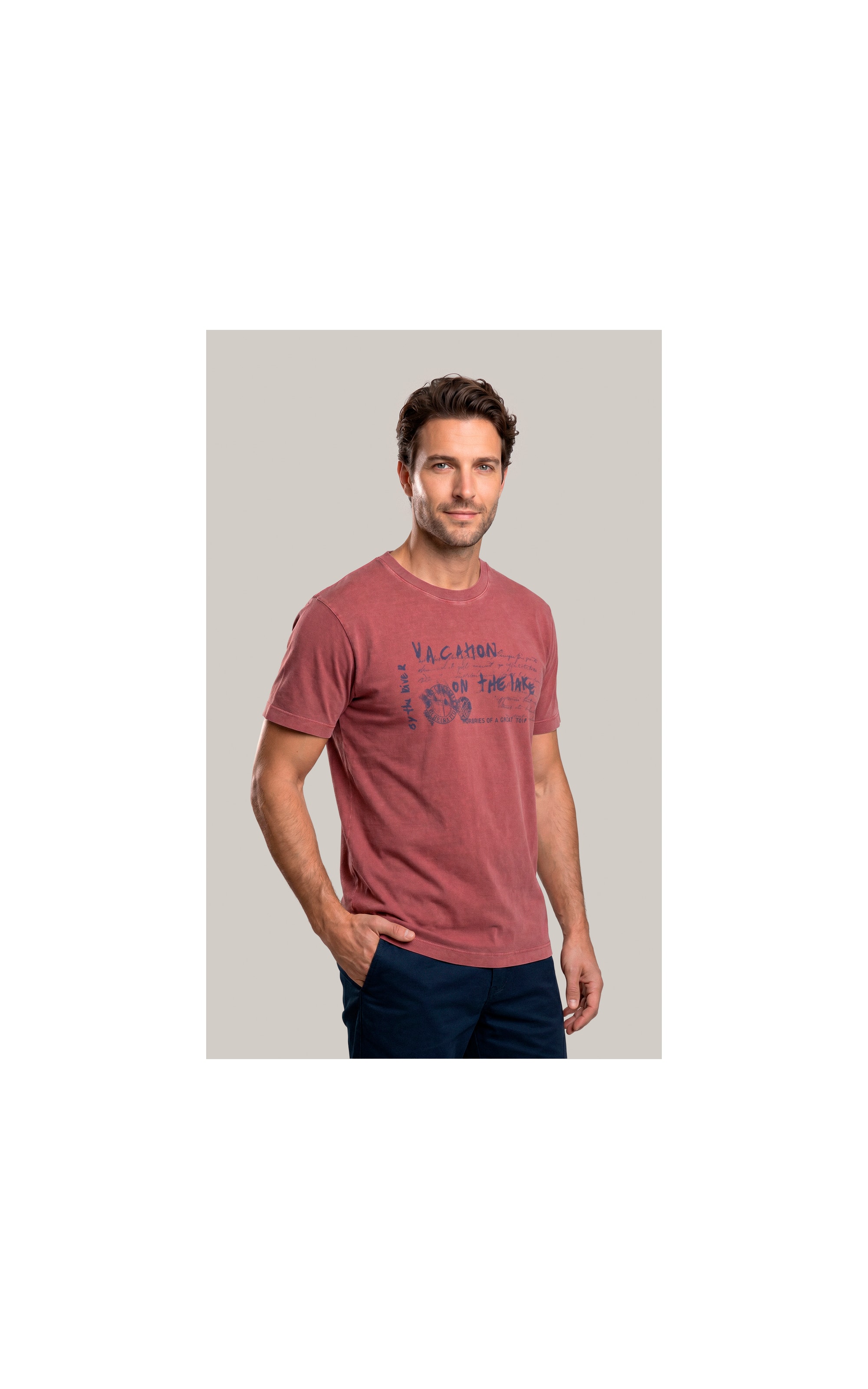 T-Shirt Mm Washed Little Getaway Frente Vinho