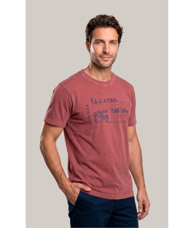T-Shirt Mm Washed Little Getaway Frente Vinho