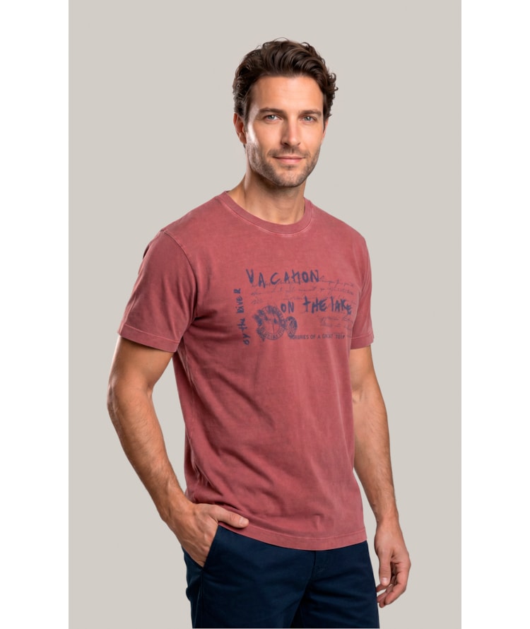T-Shirt Mm Washed Little Getaway Frente Vinho
