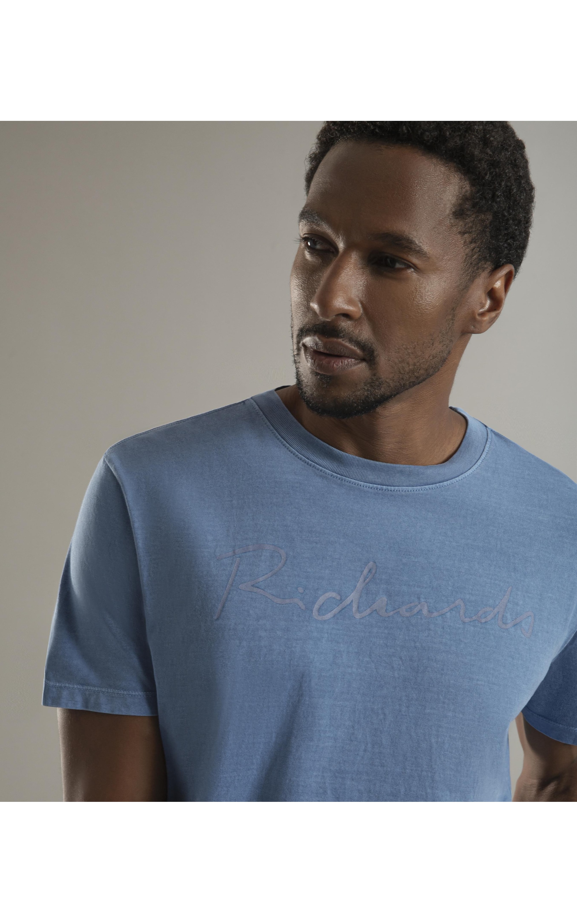 T-Shirt Mm Washed Manuscrito Azul Bic