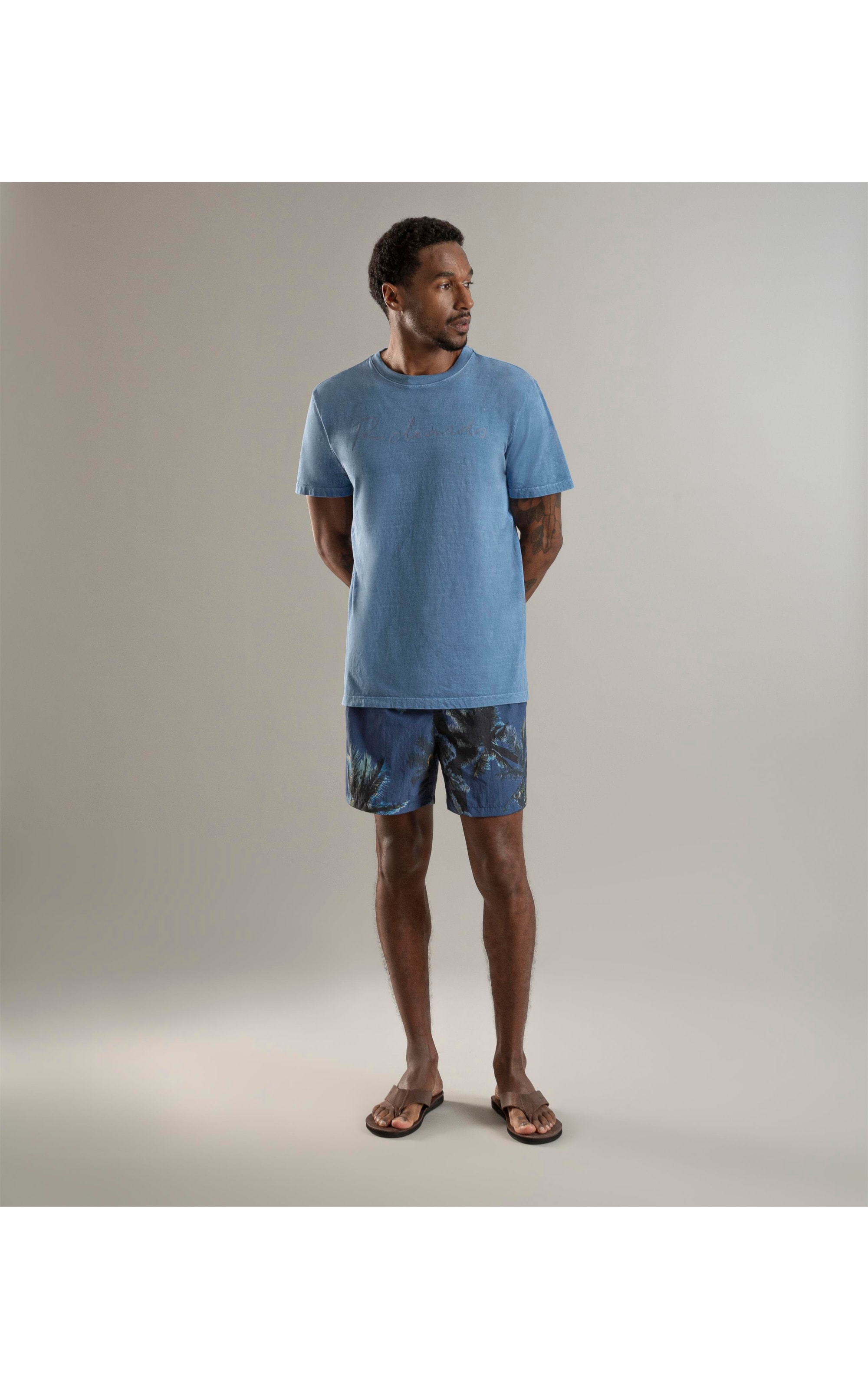 T-Shirt Mm Washed Manuscrito Azul Bic