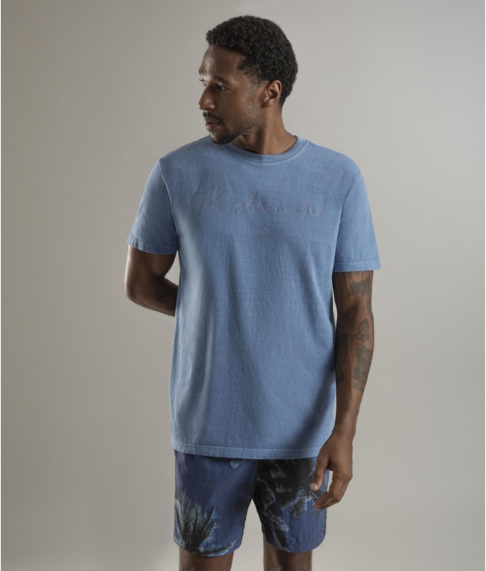 T-Shirt Mm Washed Manuscrito Azul Bic