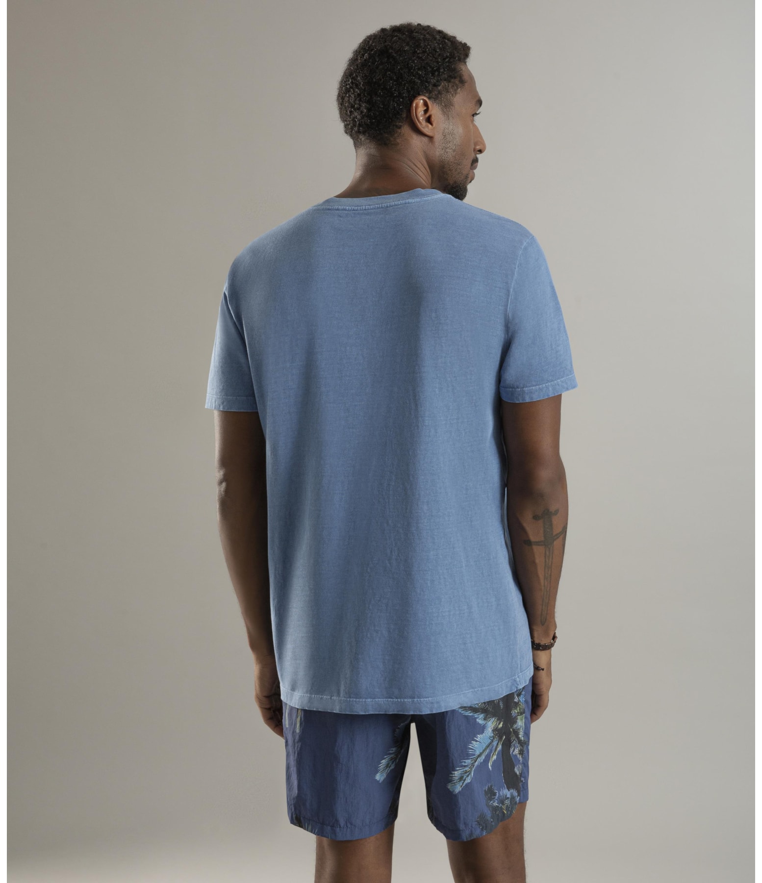 T-Shirt Mm Washed Manuscrito Azul Bic