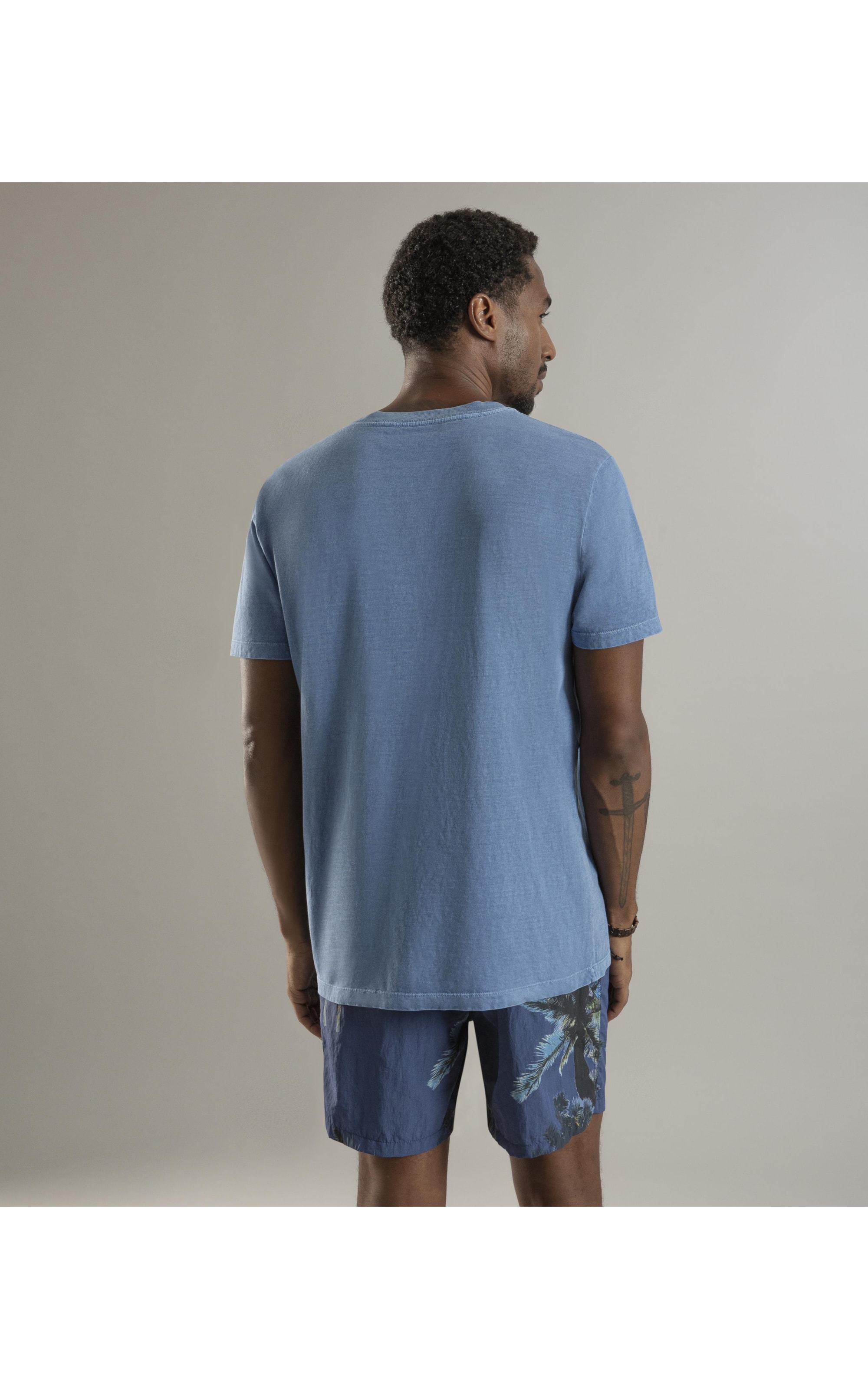 T-Shirt Mm Washed Manuscrito Azul Bic