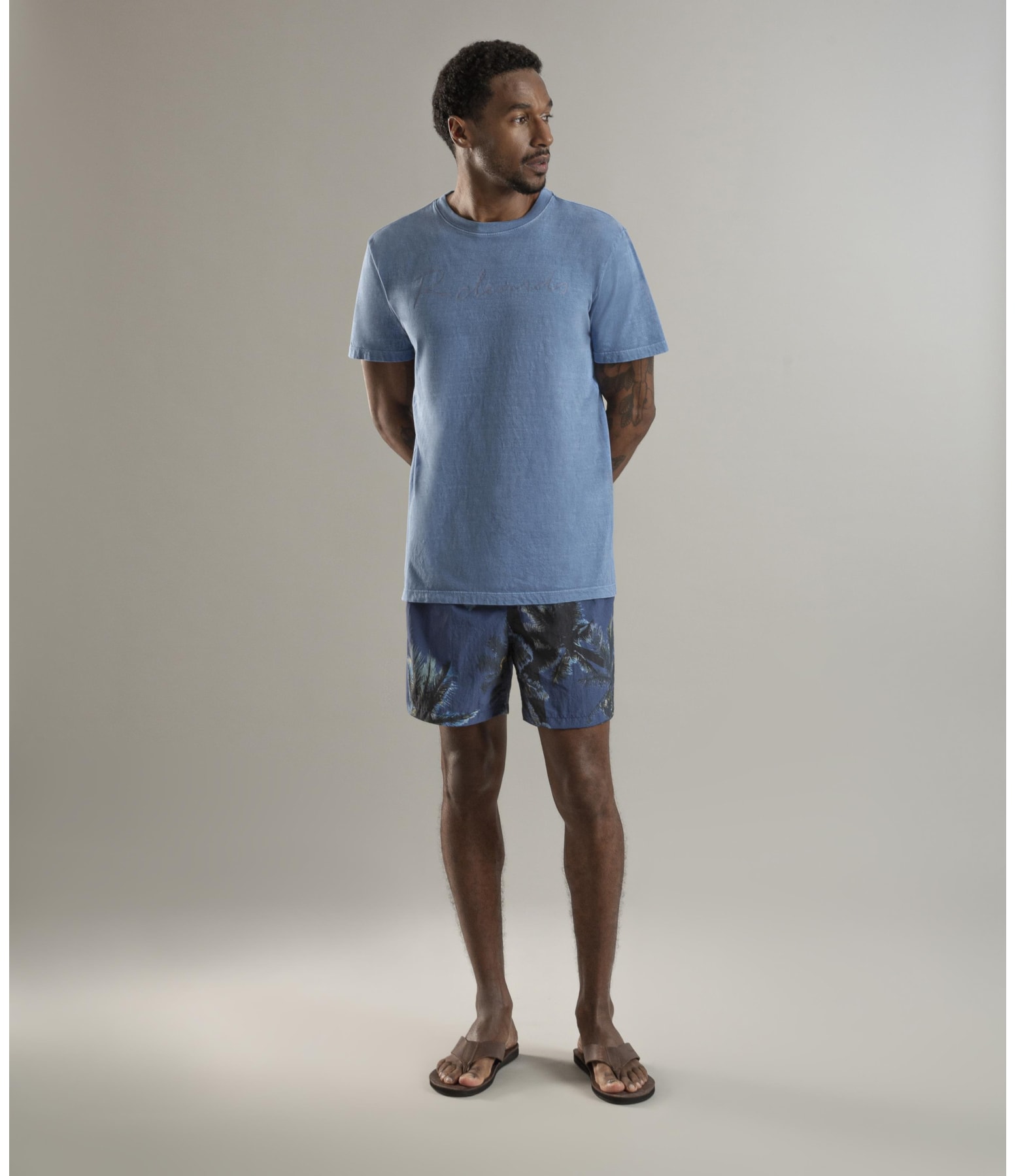 T-Shirt Mm Washed Manuscrito Azul Bic