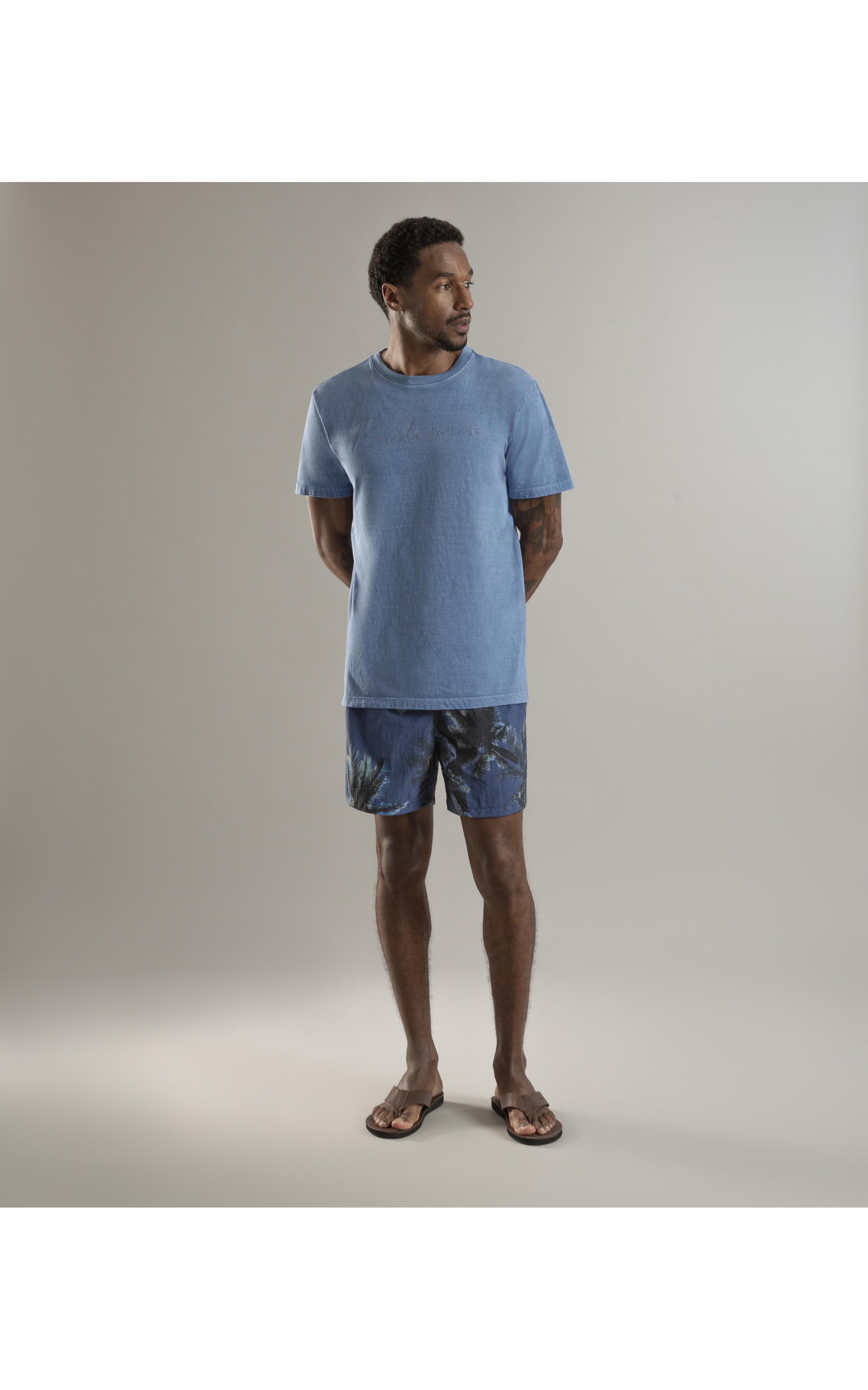 T-Shirt Mm Washed Manuscrito Azul Bic