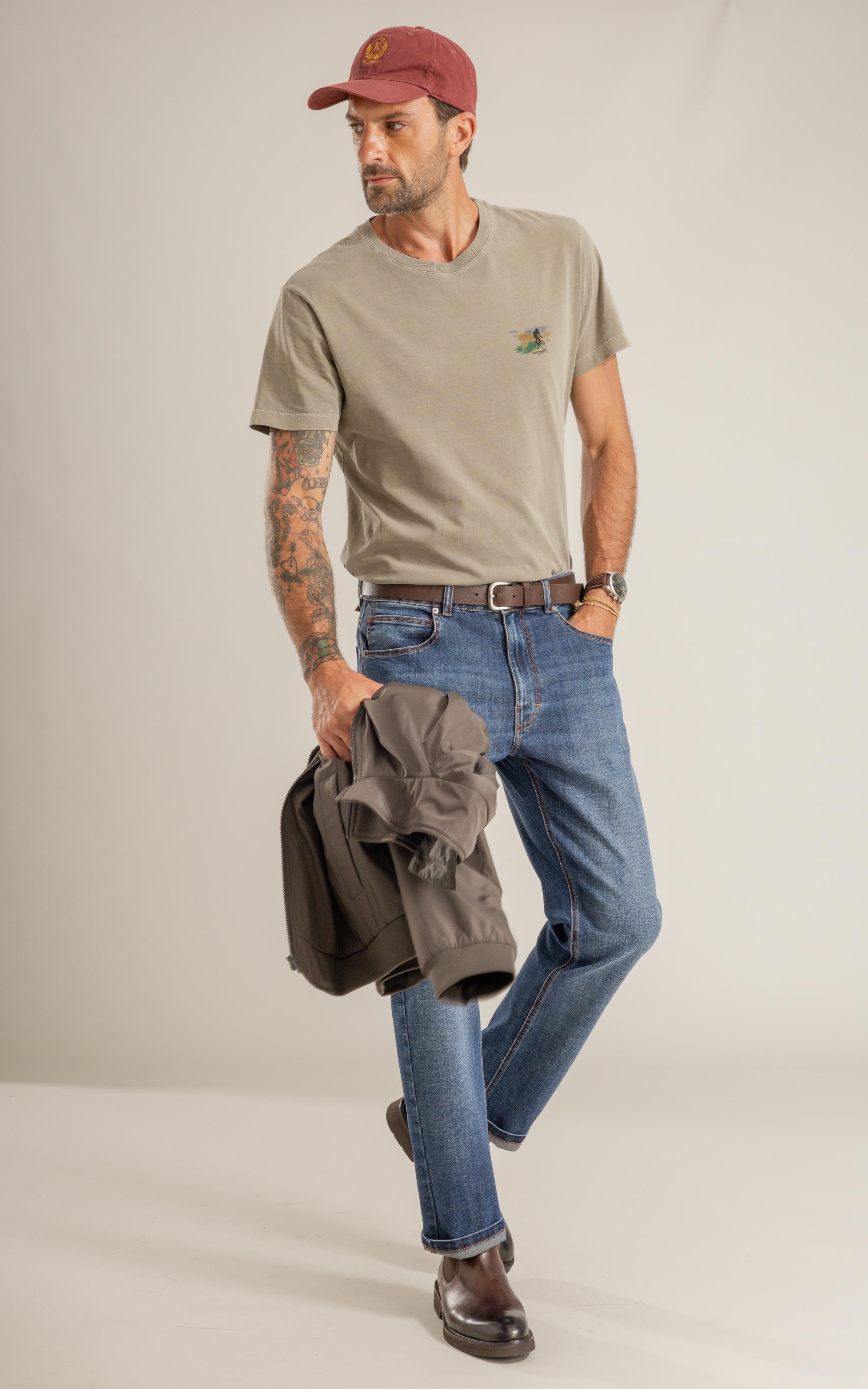 T-Shirt Mm Washed Mountain Bike Peito Castor