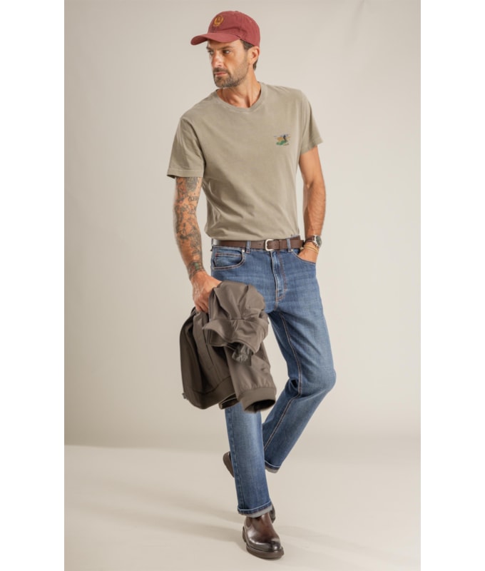 T-Shirt Mm Washed Mountain Bike Peito Castor