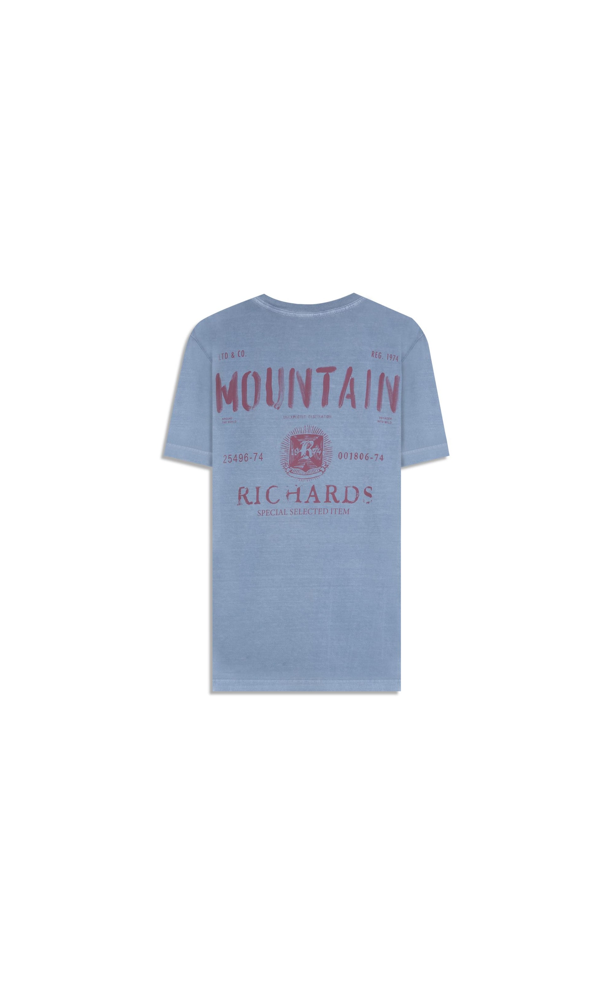 T-Shirt Mm Washed Mountain Costas Cinza Medio