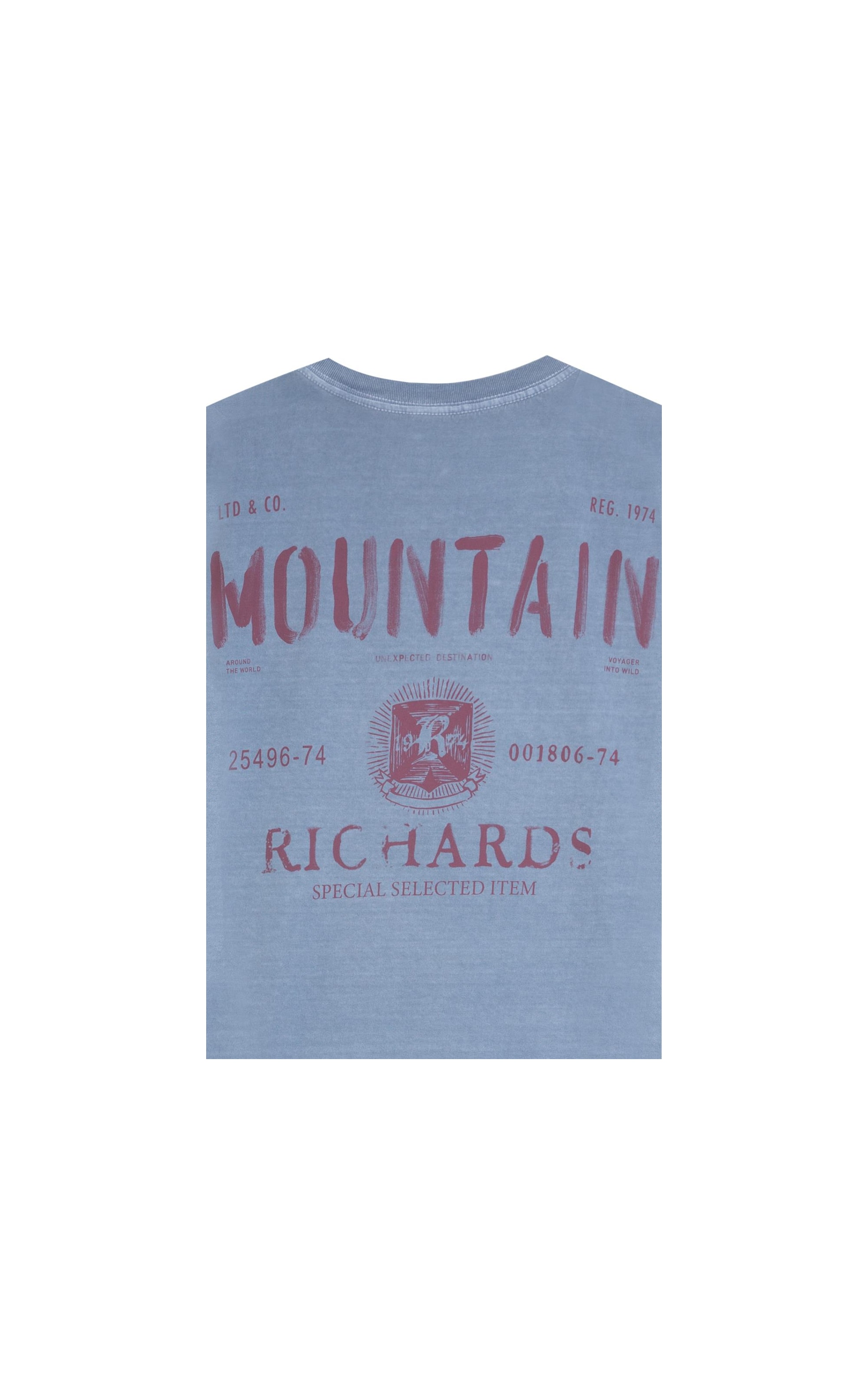 T-Shirt Mm Washed Mountain Costas Cinza Medio