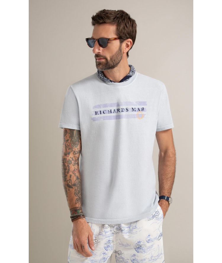 T-Shirt Mm Washed Richards Mar Bf Azul Claro