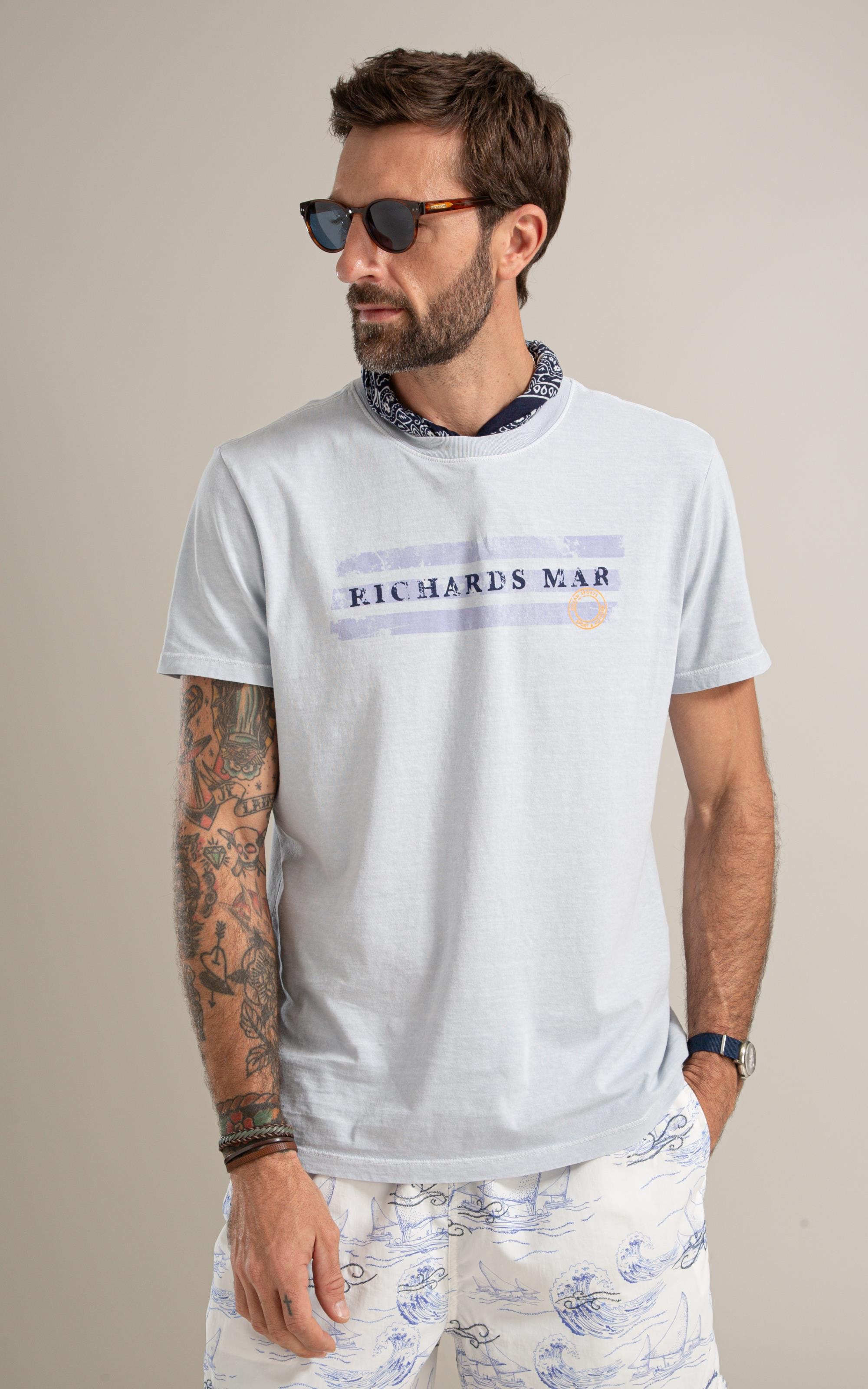 T-Shirt Mm Washed Richards Mar Bf Azul Claro