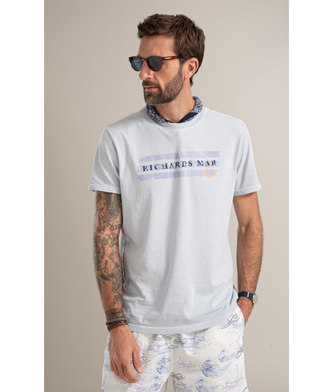 T-Shirt Mm Washed Richards Mar Bf Azul Claro