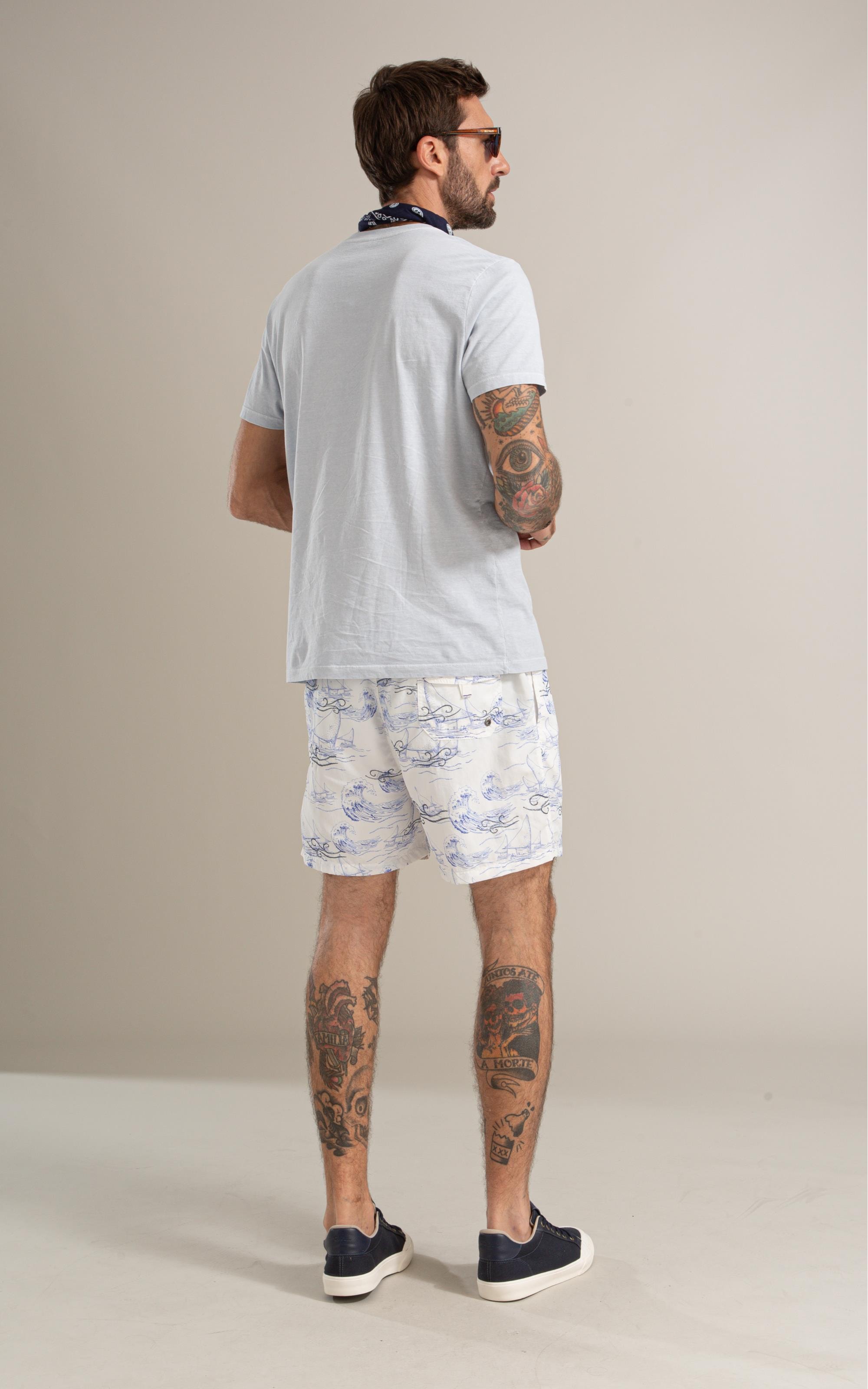 T-Shirt Mm Washed Richards Mar Bf Azul Claro
