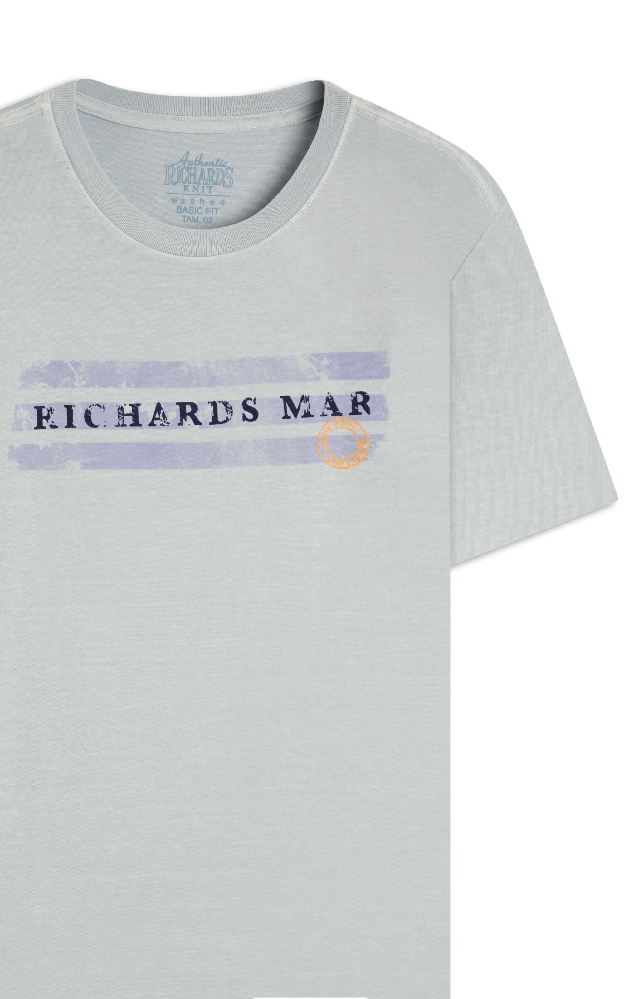 T-Shirt Mm Washed Richards Mar Bf Azul Claro