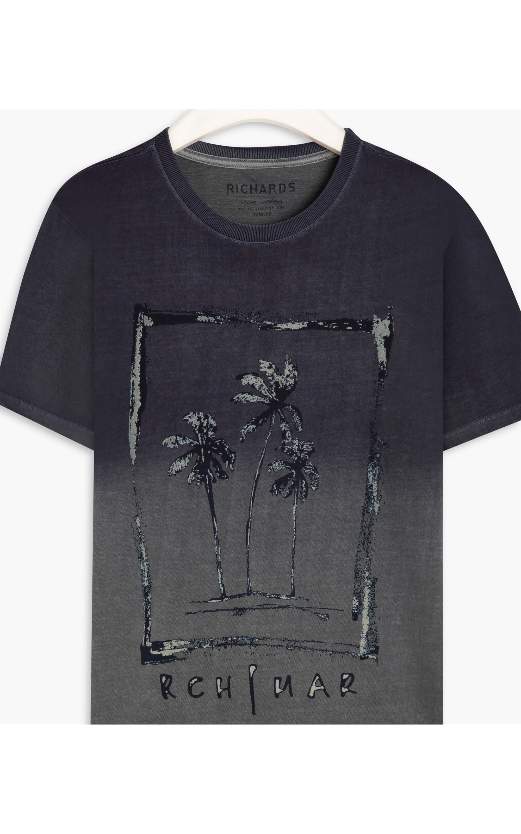 T-Shirt Mm Washed Trio Coqueiros Dark Navy