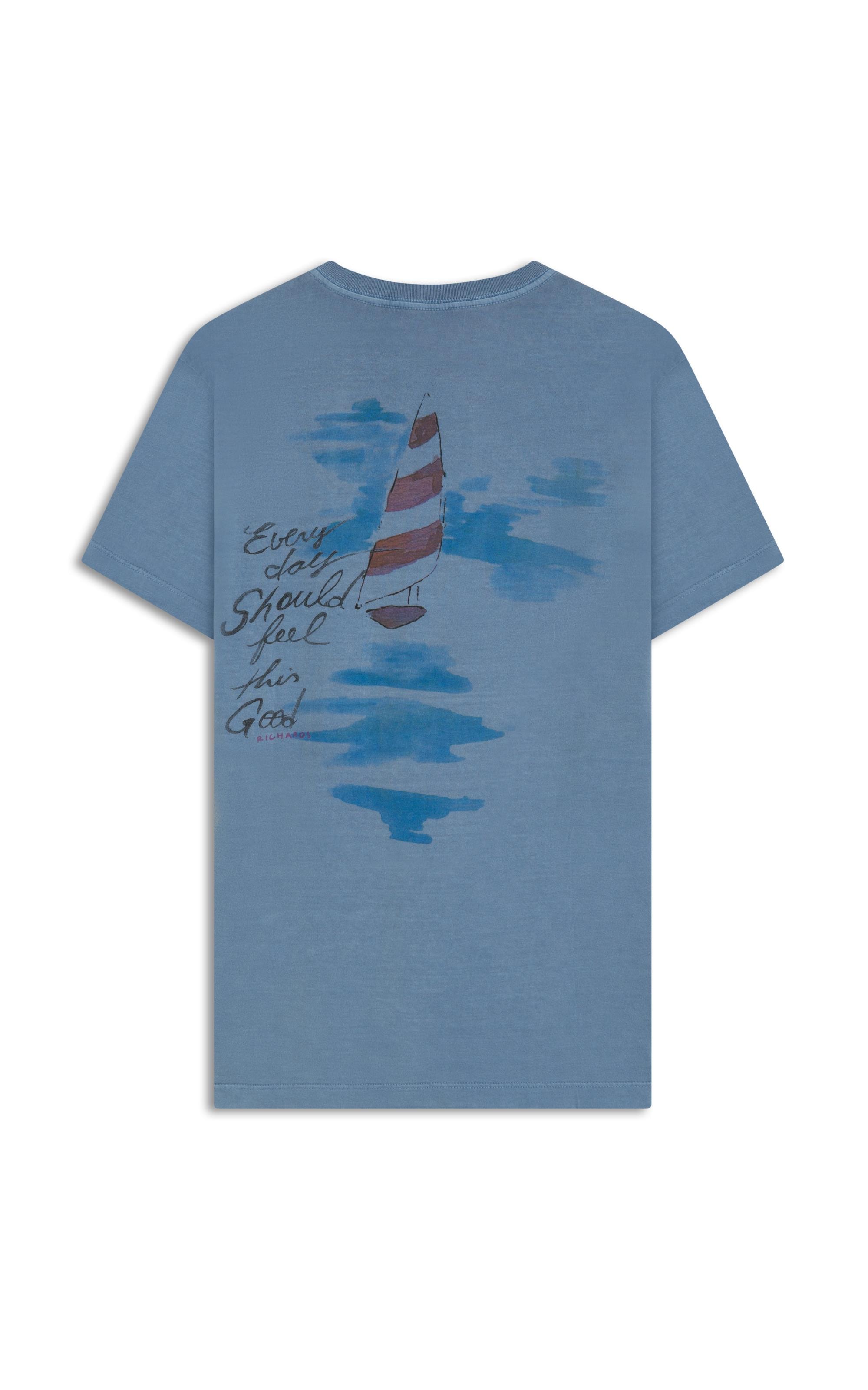 T-Shirt Mm Washed Aloha Peito Bf Azul Medio