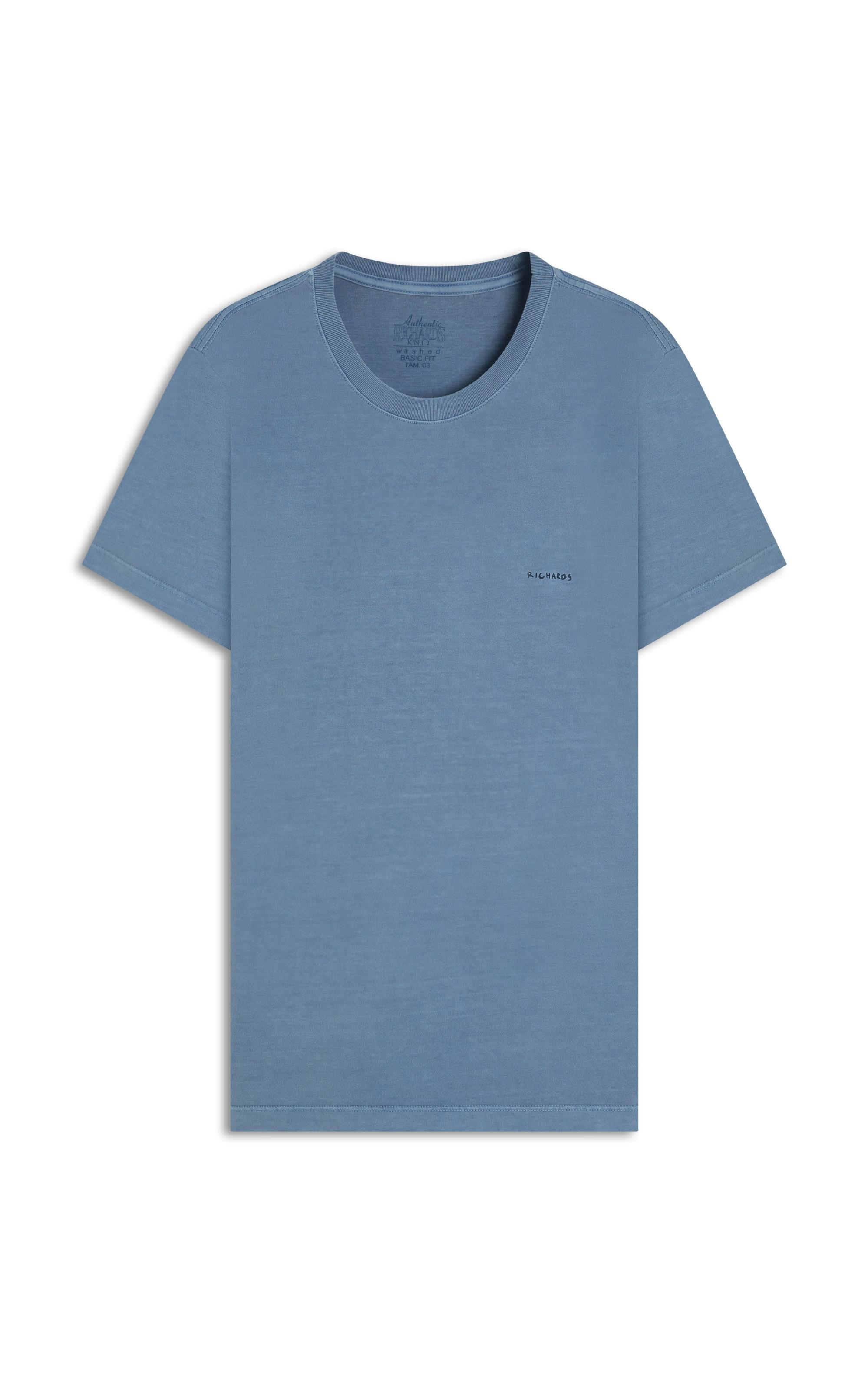 T-Shirt Mm Washed Aloha Peito Bf Azul Medio