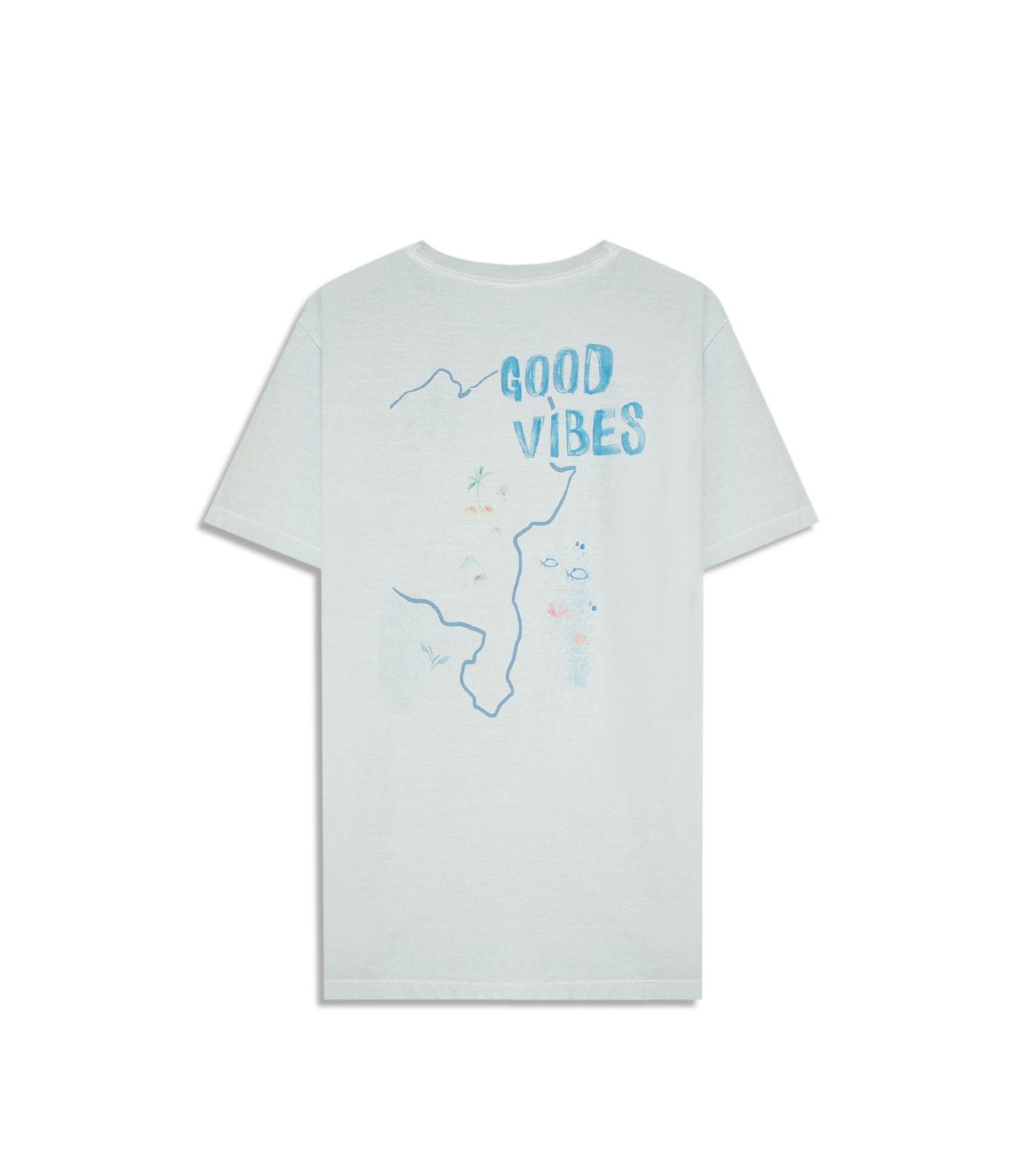T-Shirt Mm Washed Vibes Costas Bf Azul Claro