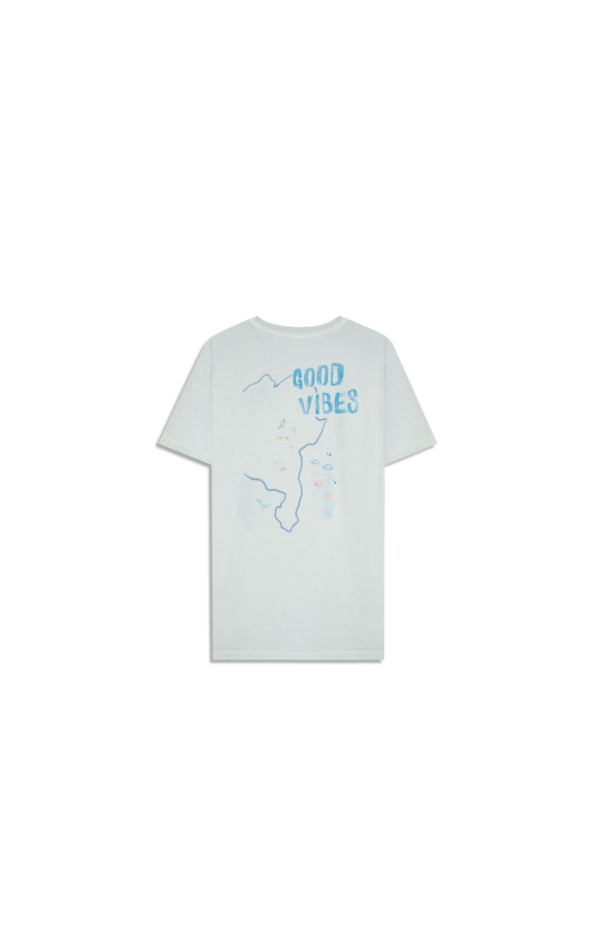 T-Shirt Mm Washed Vibes Costas Bf Azul Claro