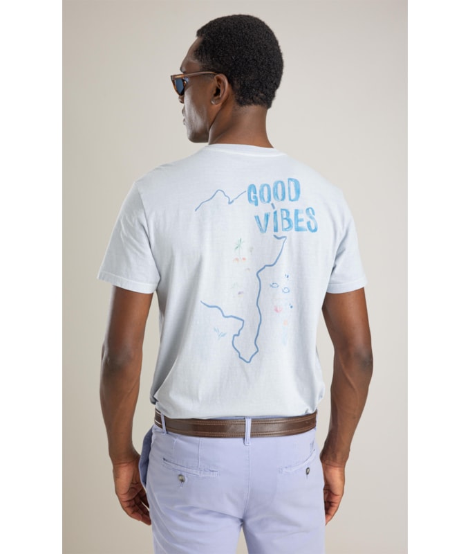 T-Shirt Mm Washed Vibes Costas Bf Azul Claro