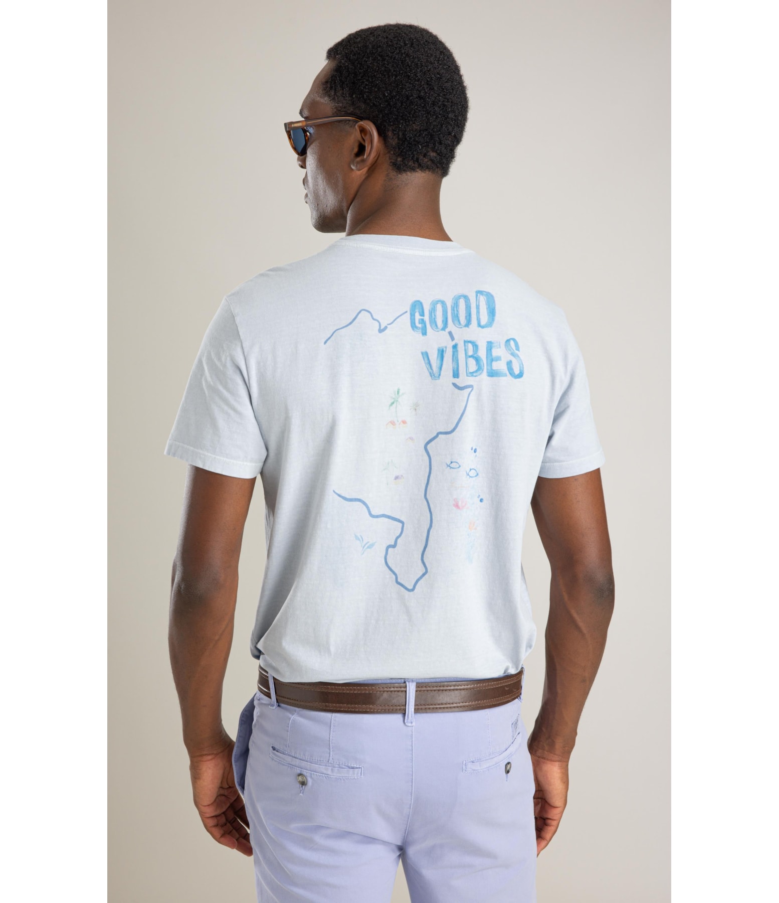 T-Shirt Mm Washed Vibes Costas Bf Azul Claro