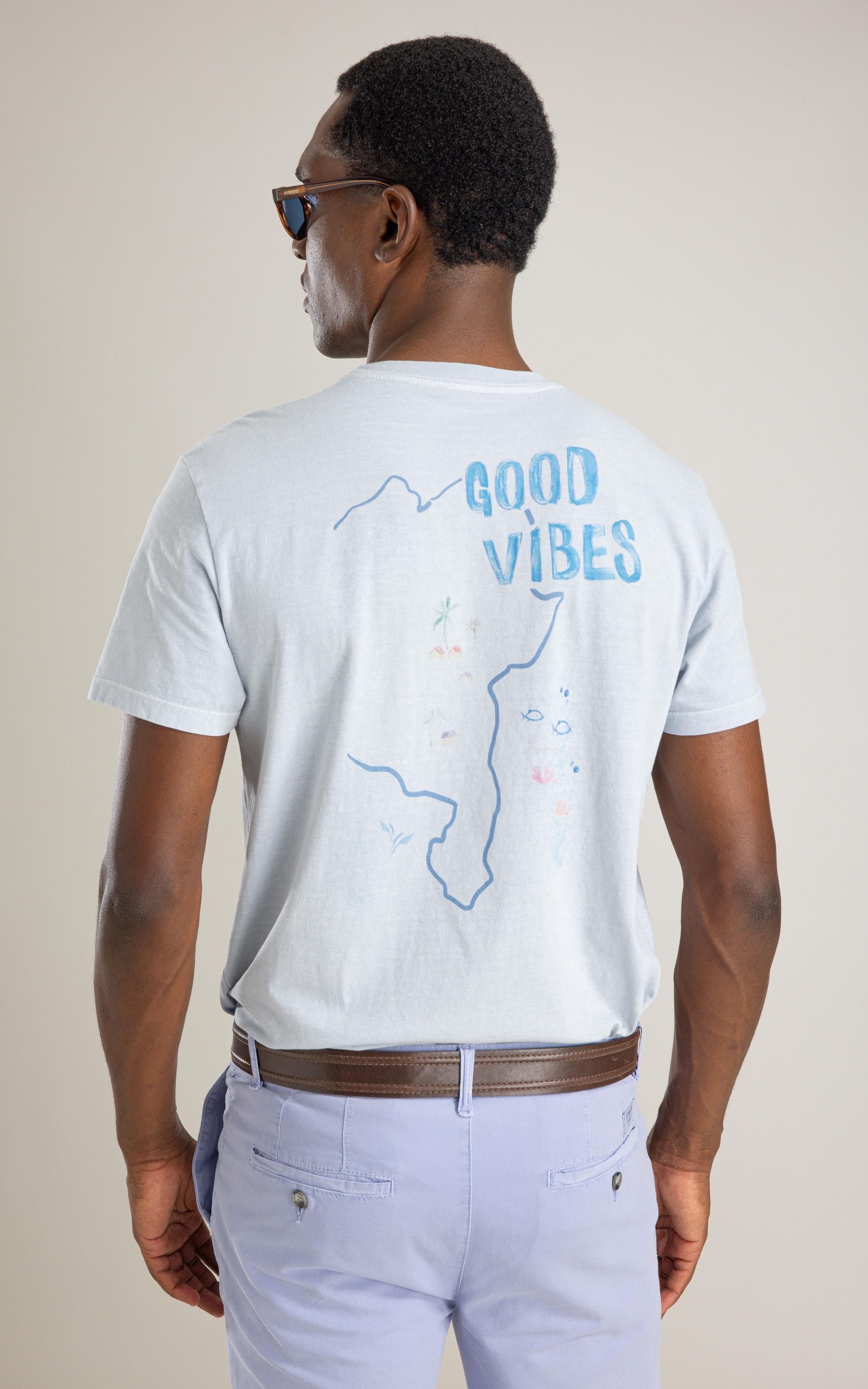 T-Shirt Mm Washed Vibes Costas Bf Azul Claro