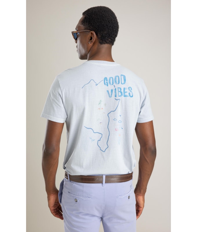 T-Shirt Mm Washed Vibes Costas Bf Azul Claro