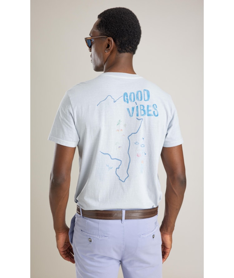 T-Shirt Mm Washed Vibes Costas Bf Azul Claro