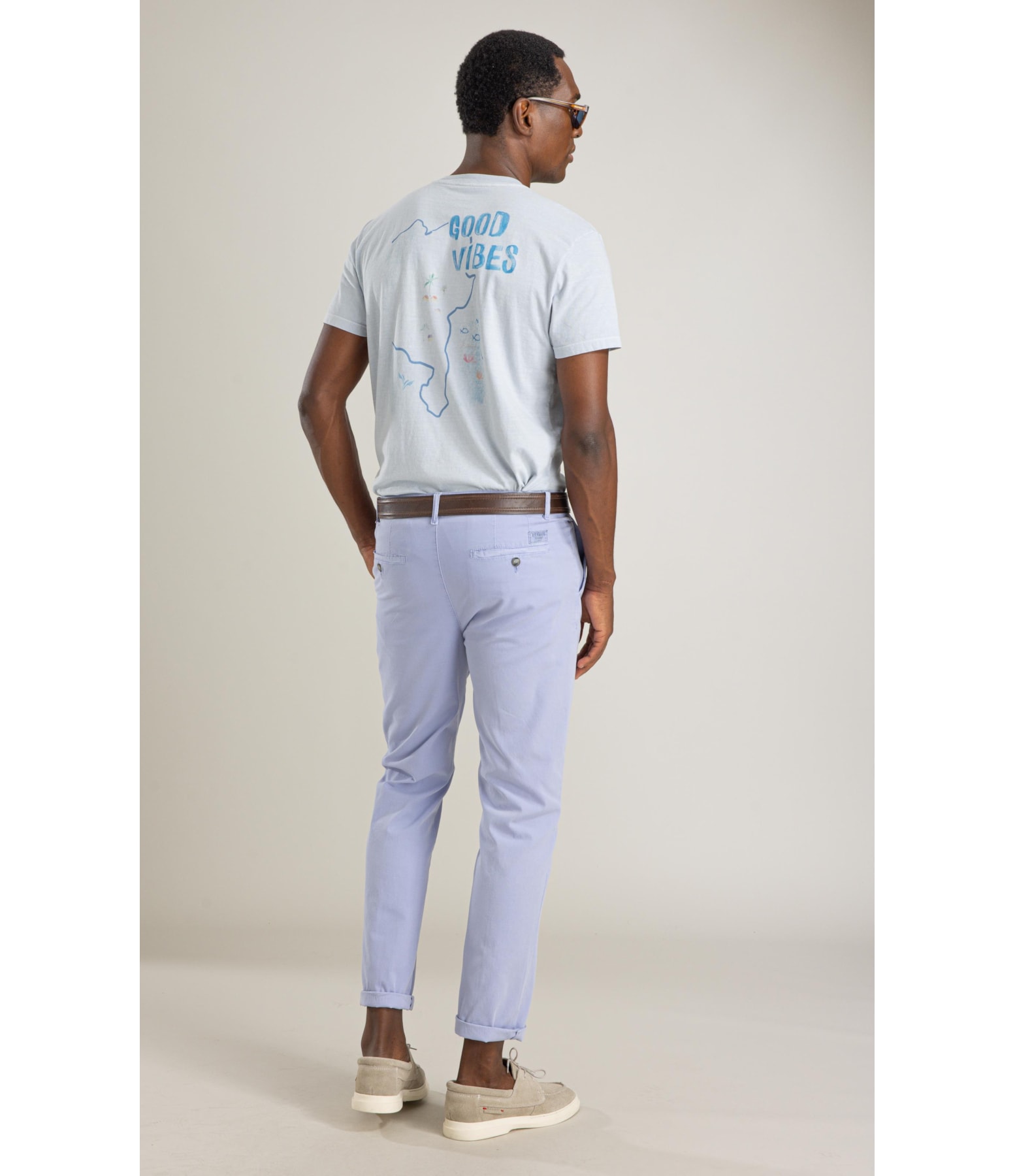 T-Shirt Mm Washed Vibes Costas Bf Azul Claro