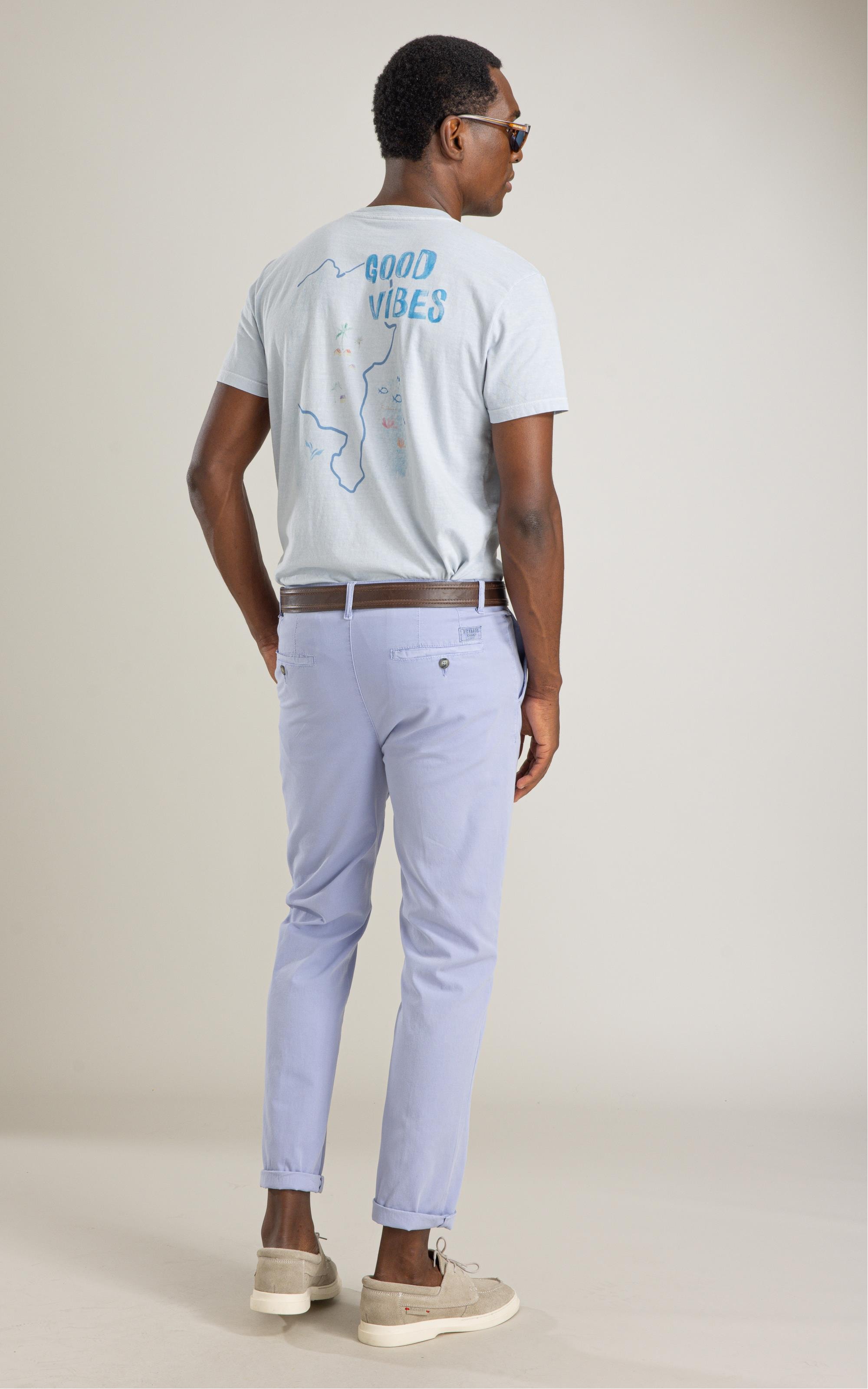 T-Shirt Mm Washed Vibes Costas Bf Azul Claro