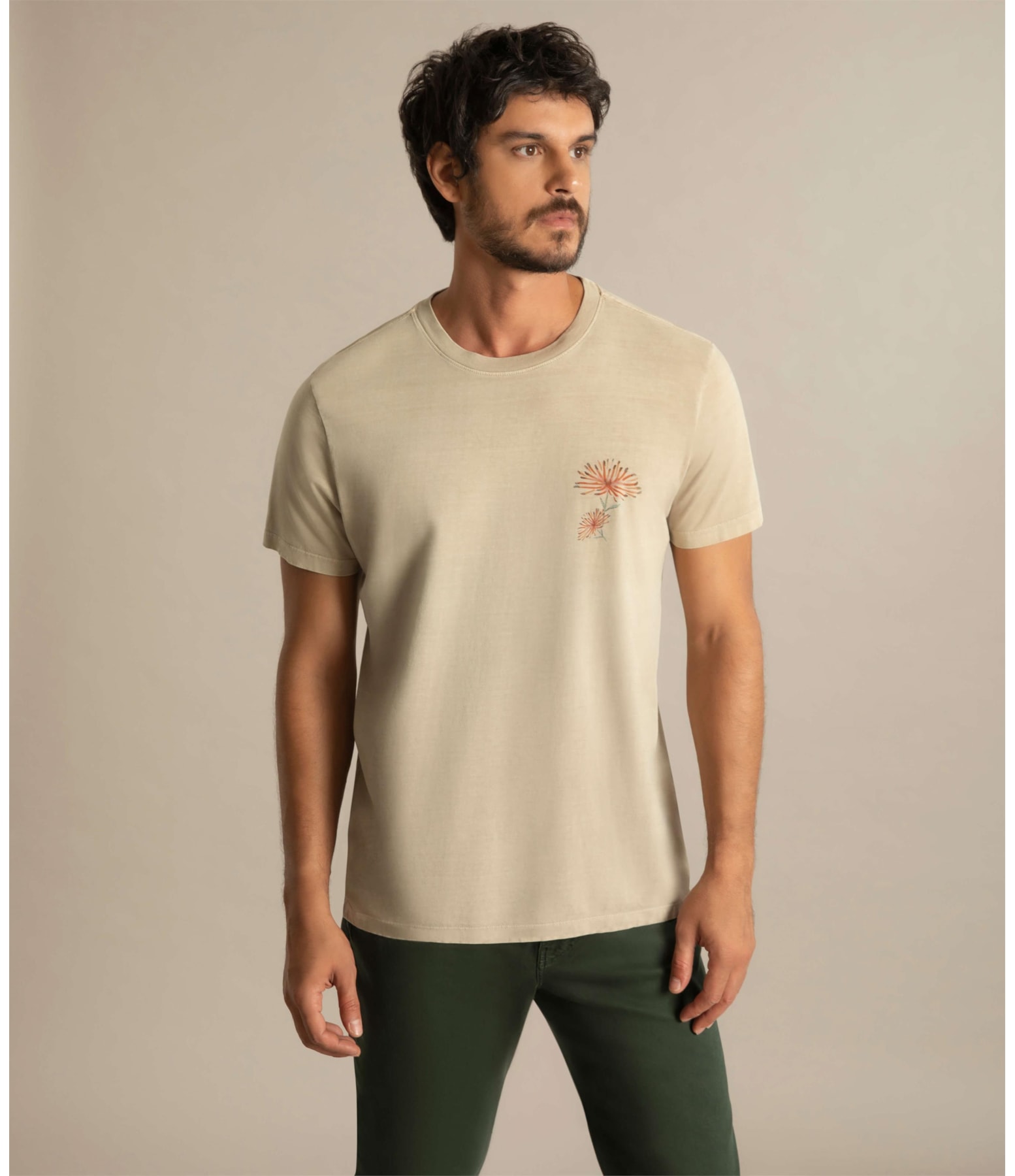 T-Shirt Ombre Crisantemo Peito Prata