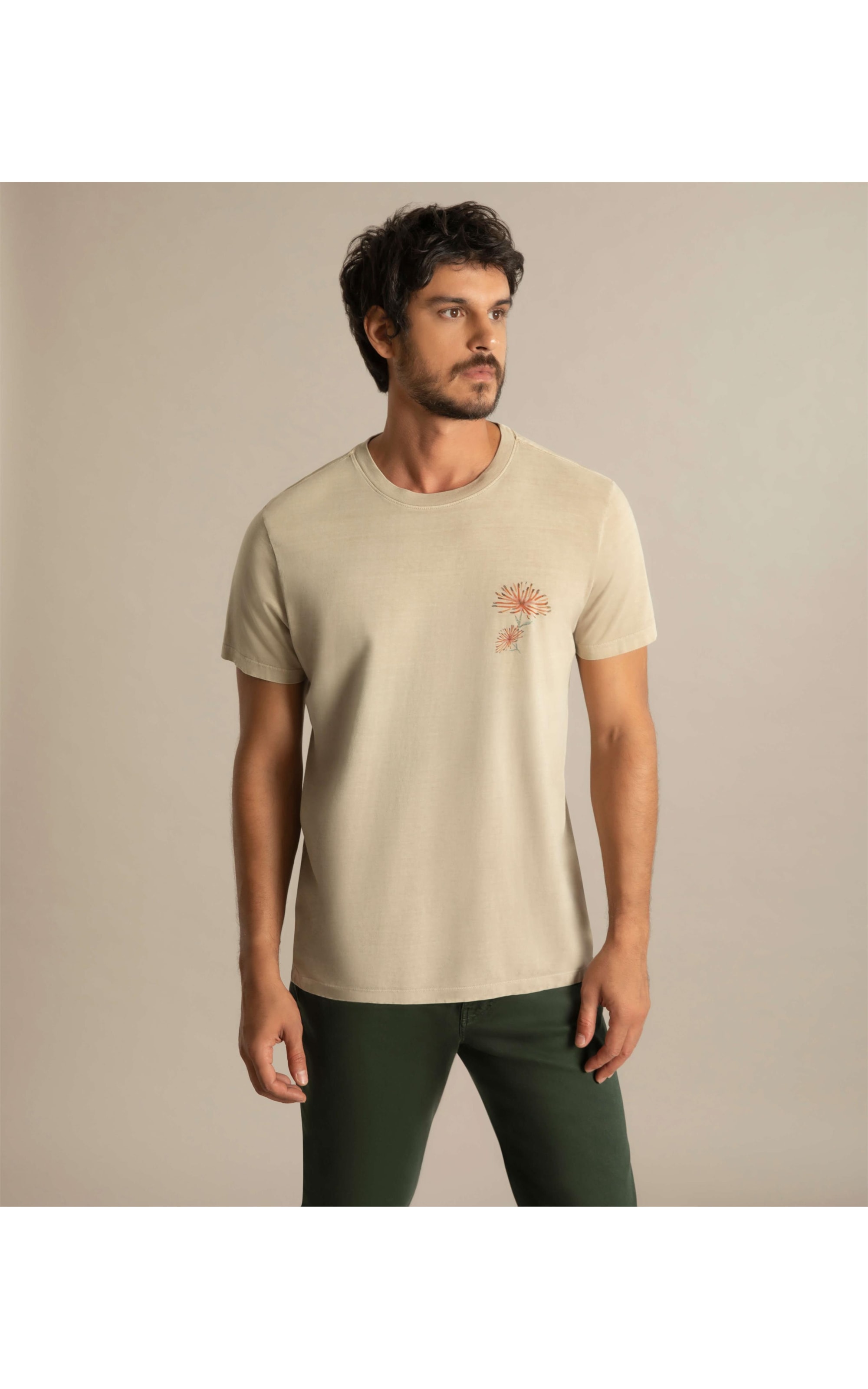 T-Shirt Ombre Crisantemo Peito Prata
