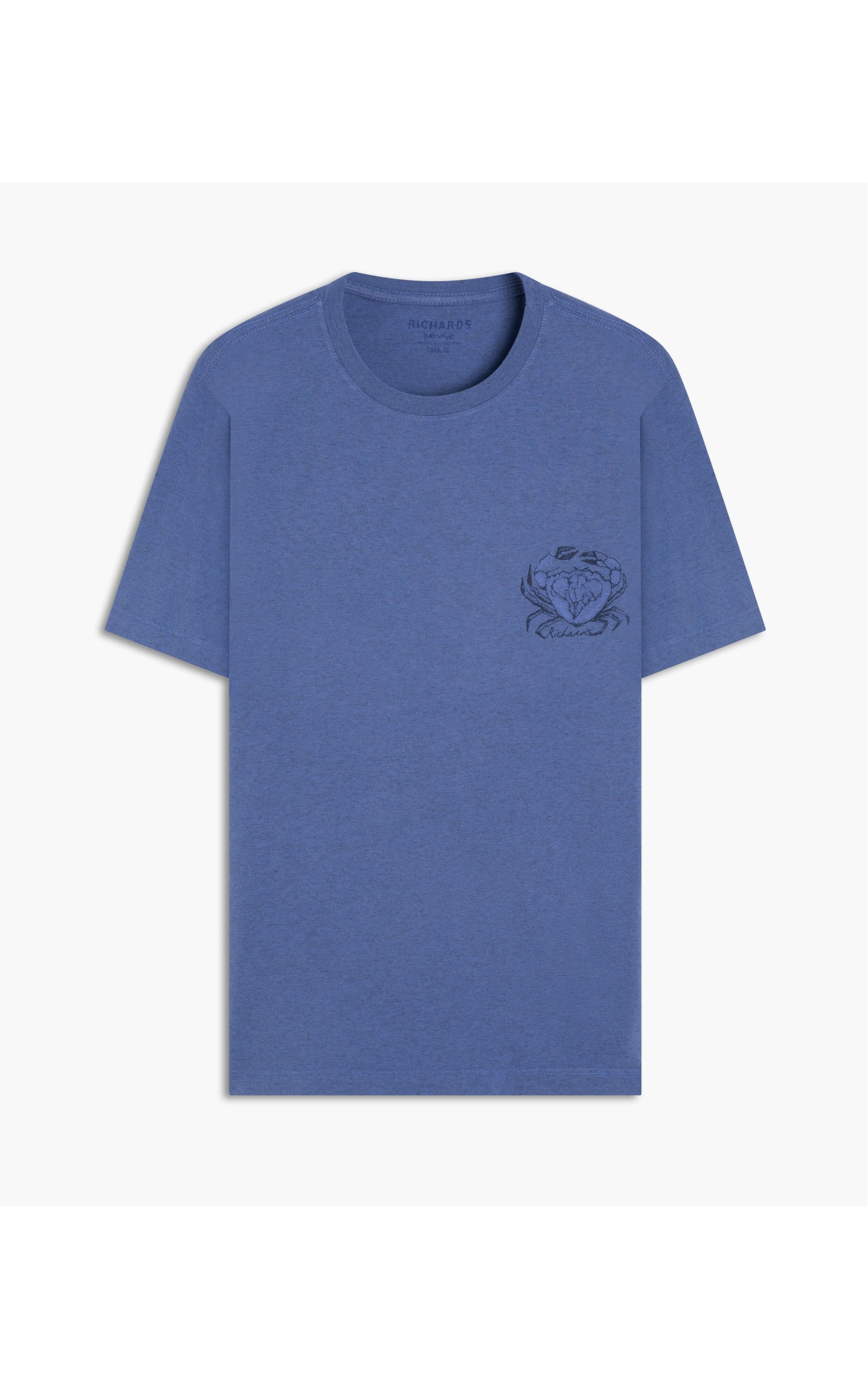  T-Shirt Overdye Siri Peito Azul Jeans Mescla