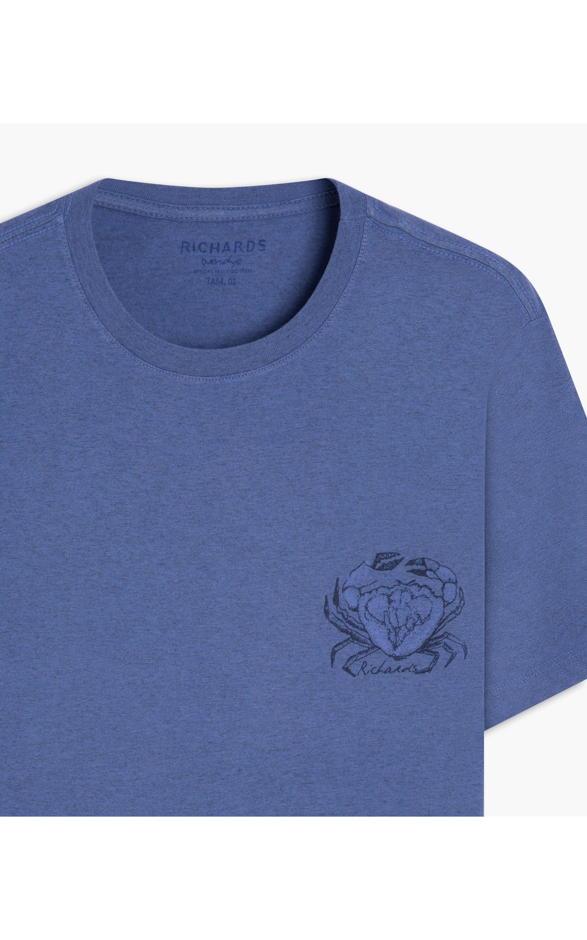  T-Shirt Overdye Siri Peito Azul Jeans Mescla