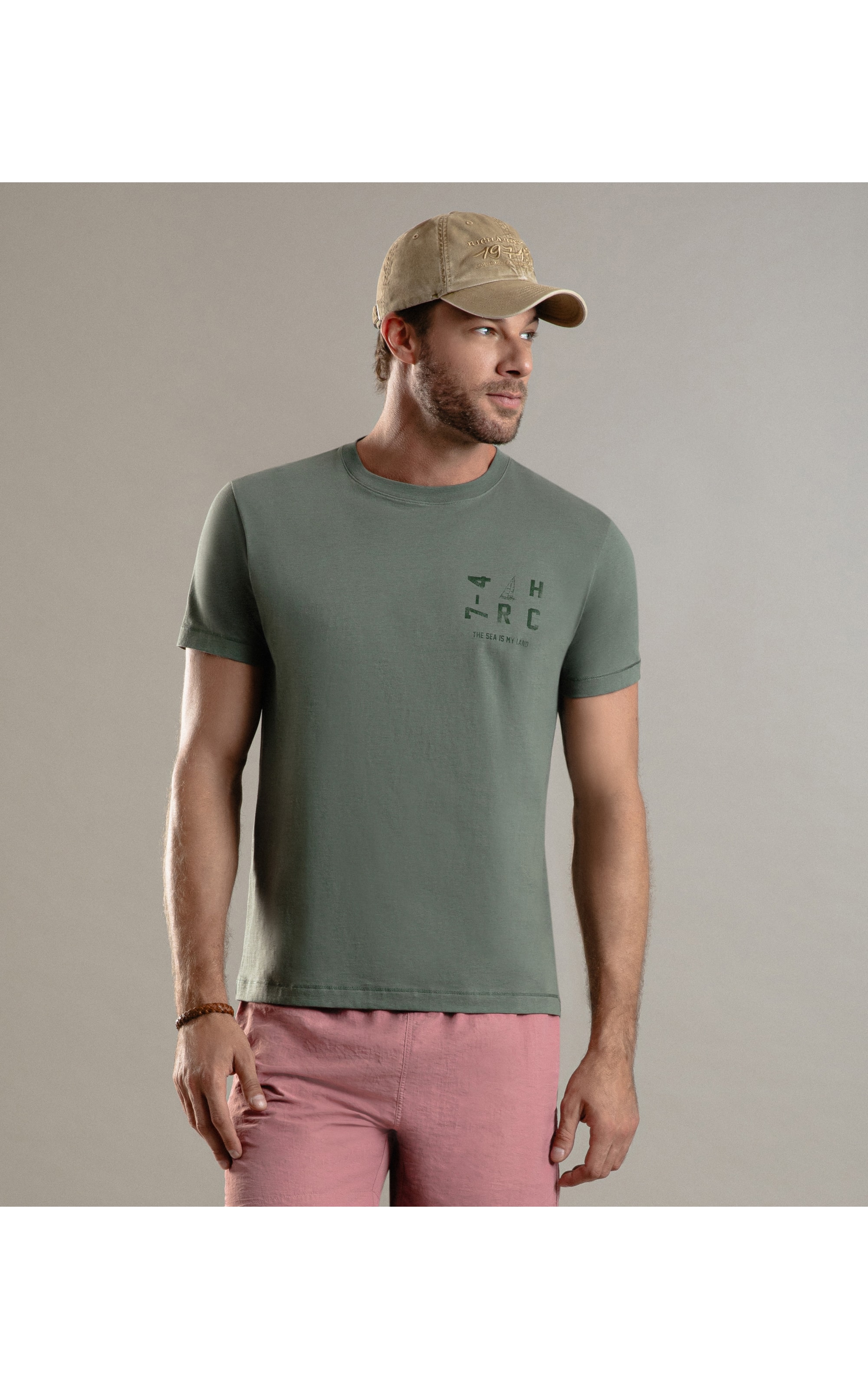 T-Shirt Pima Estampa Vela Verde Army