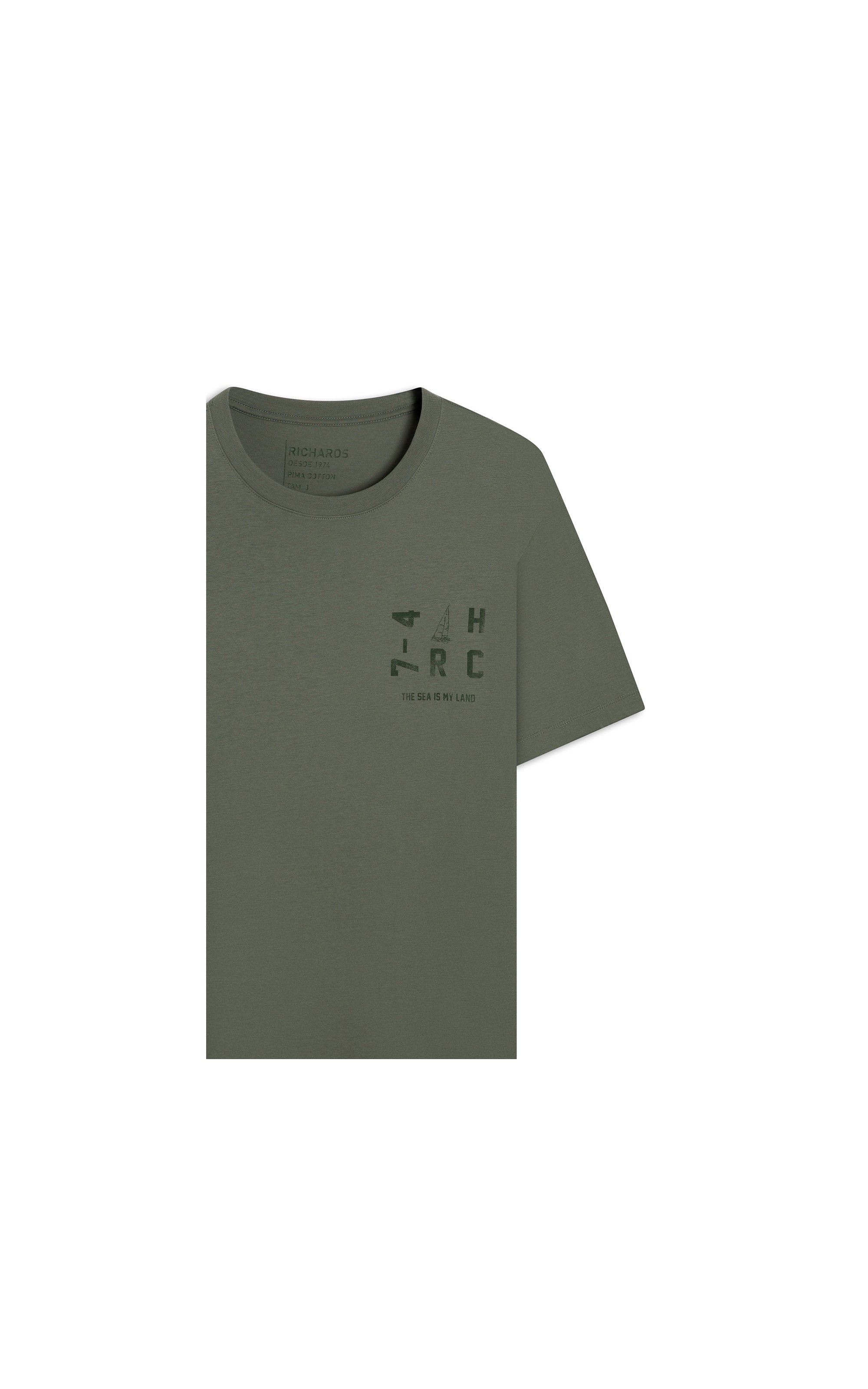 T-Shirt Pima Estampa Vela Verde Army