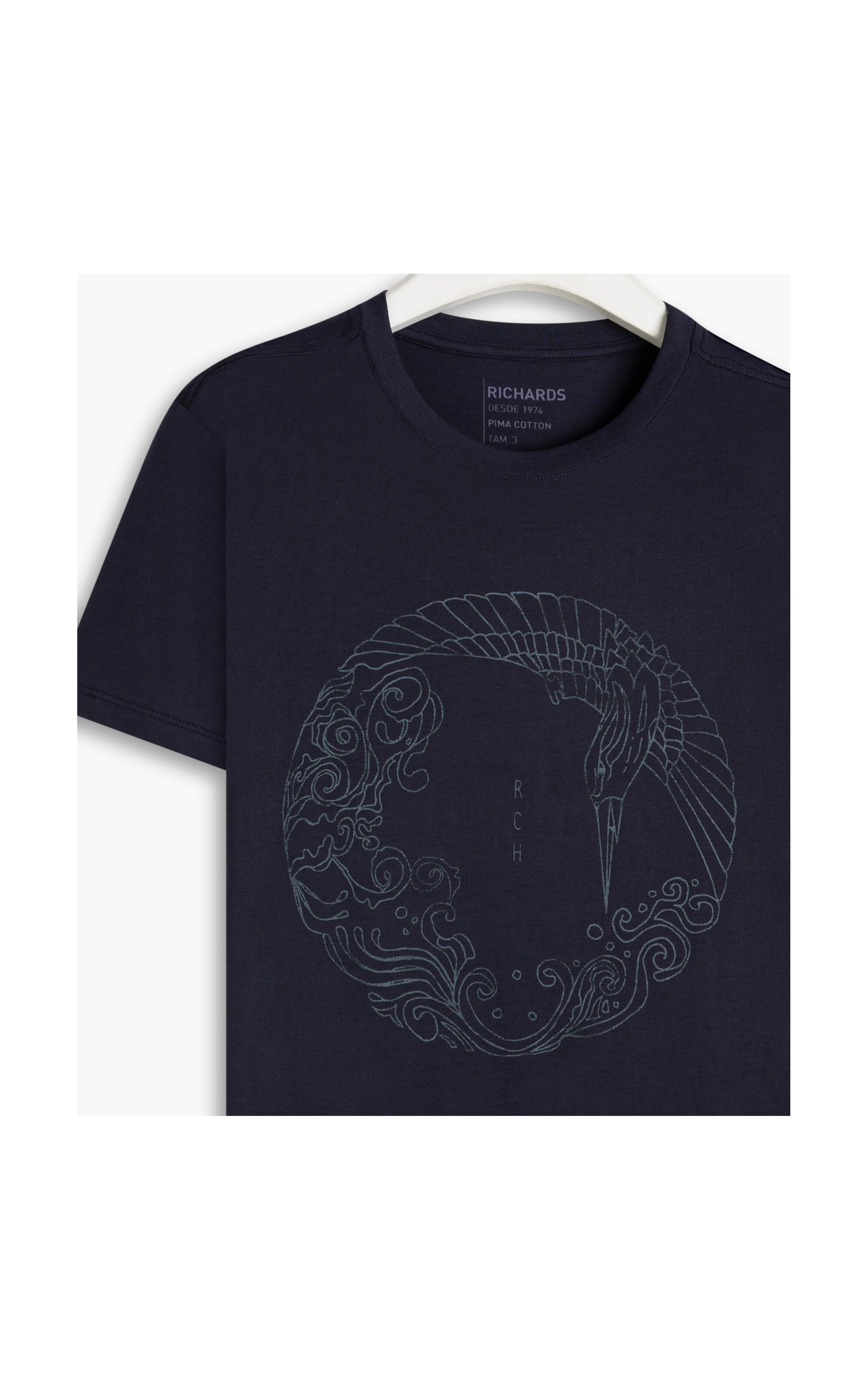 T-Shirt  Pima Japanese Bird Mc Dark Navy