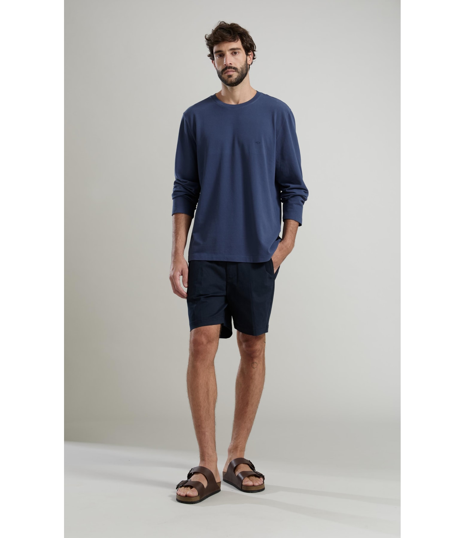 T-Shirt Piquet Gd Ml Basic Fit Dark Blue