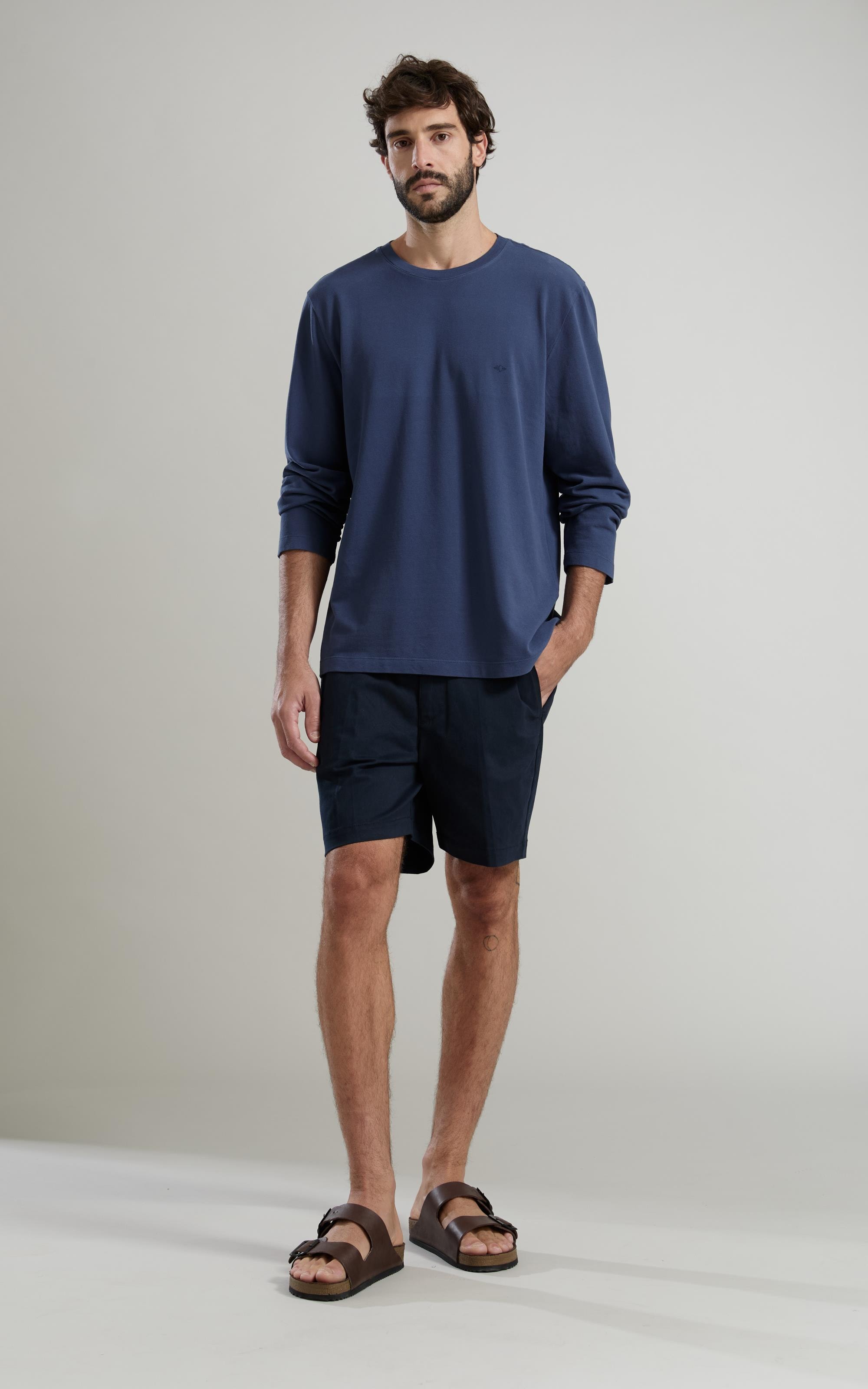 T-Shirt Piquet Gd Ml Basic Fit Dark Blue