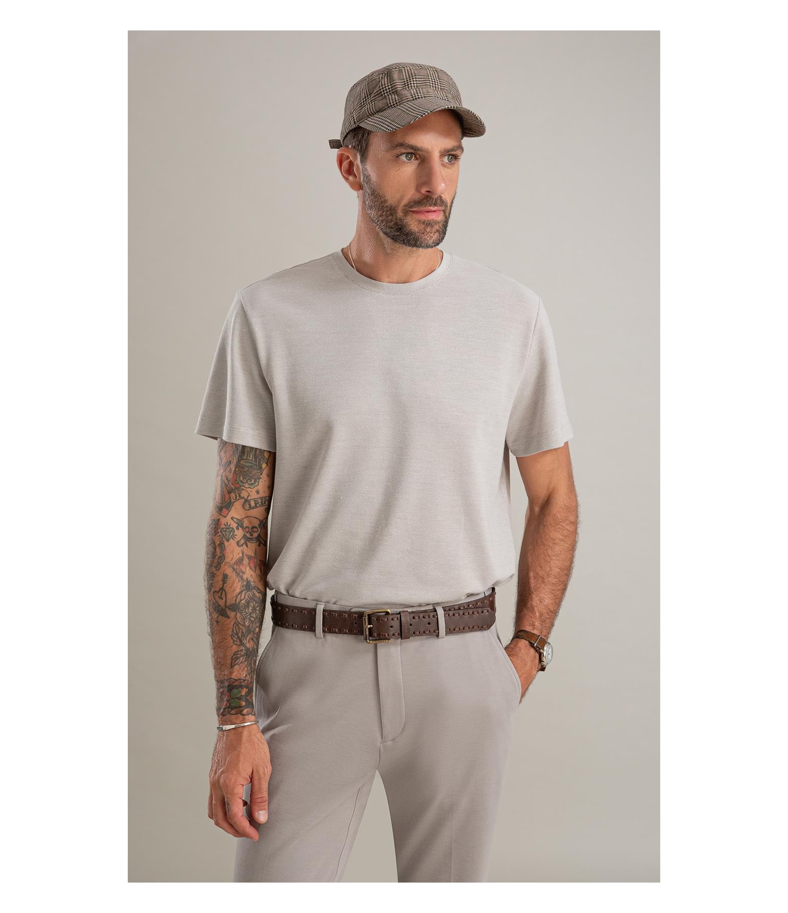 T-Shirt Piquet Juno Mc Basic Fit Prata